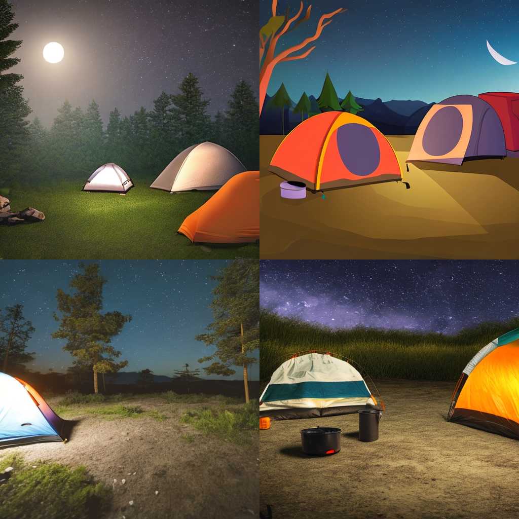 A campsite at night