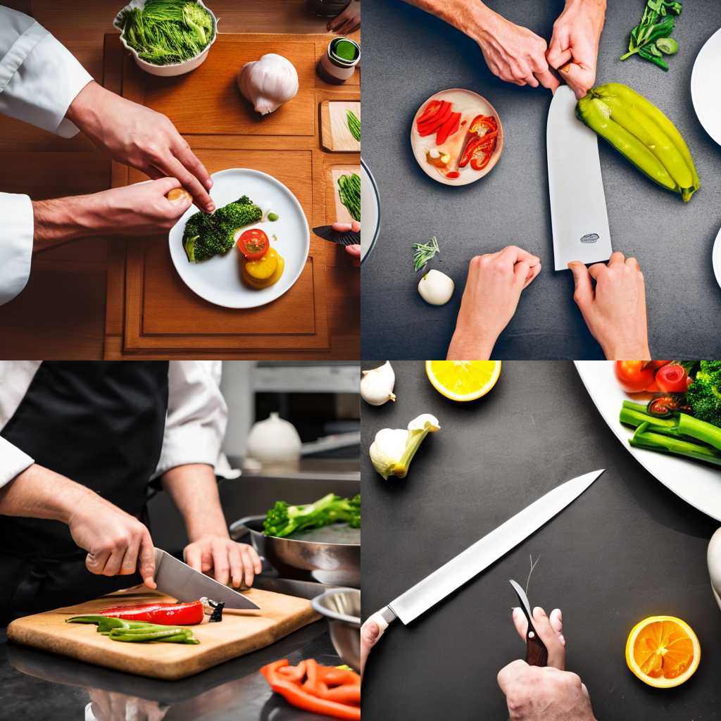 A chef preparing a meal with a knife