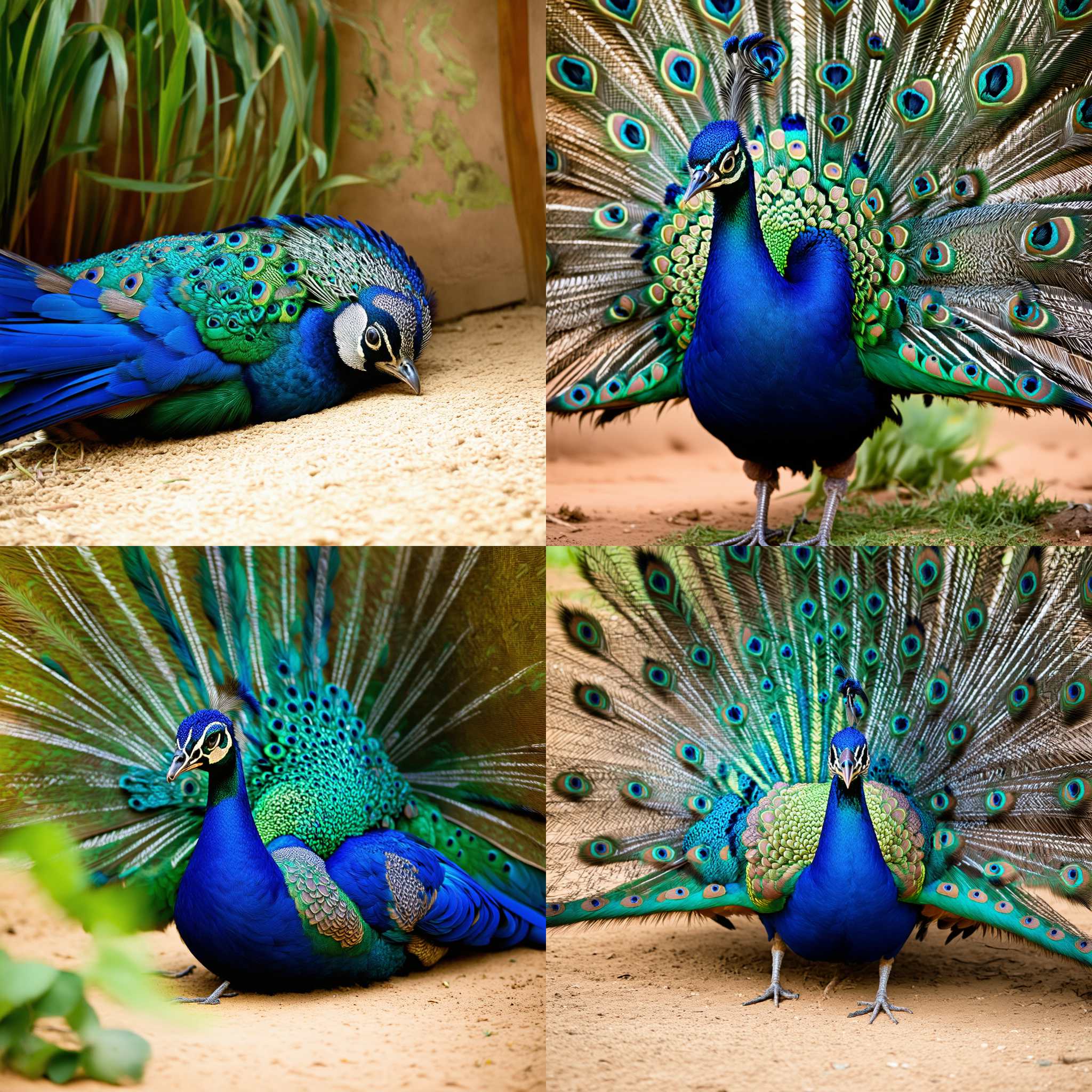 A peacock sleeping