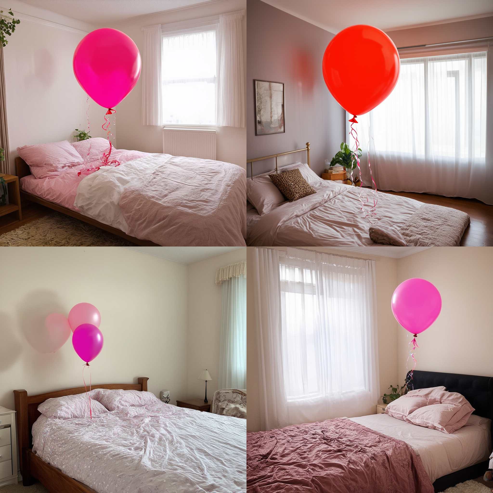 A balloon filled with helium in the bedroom