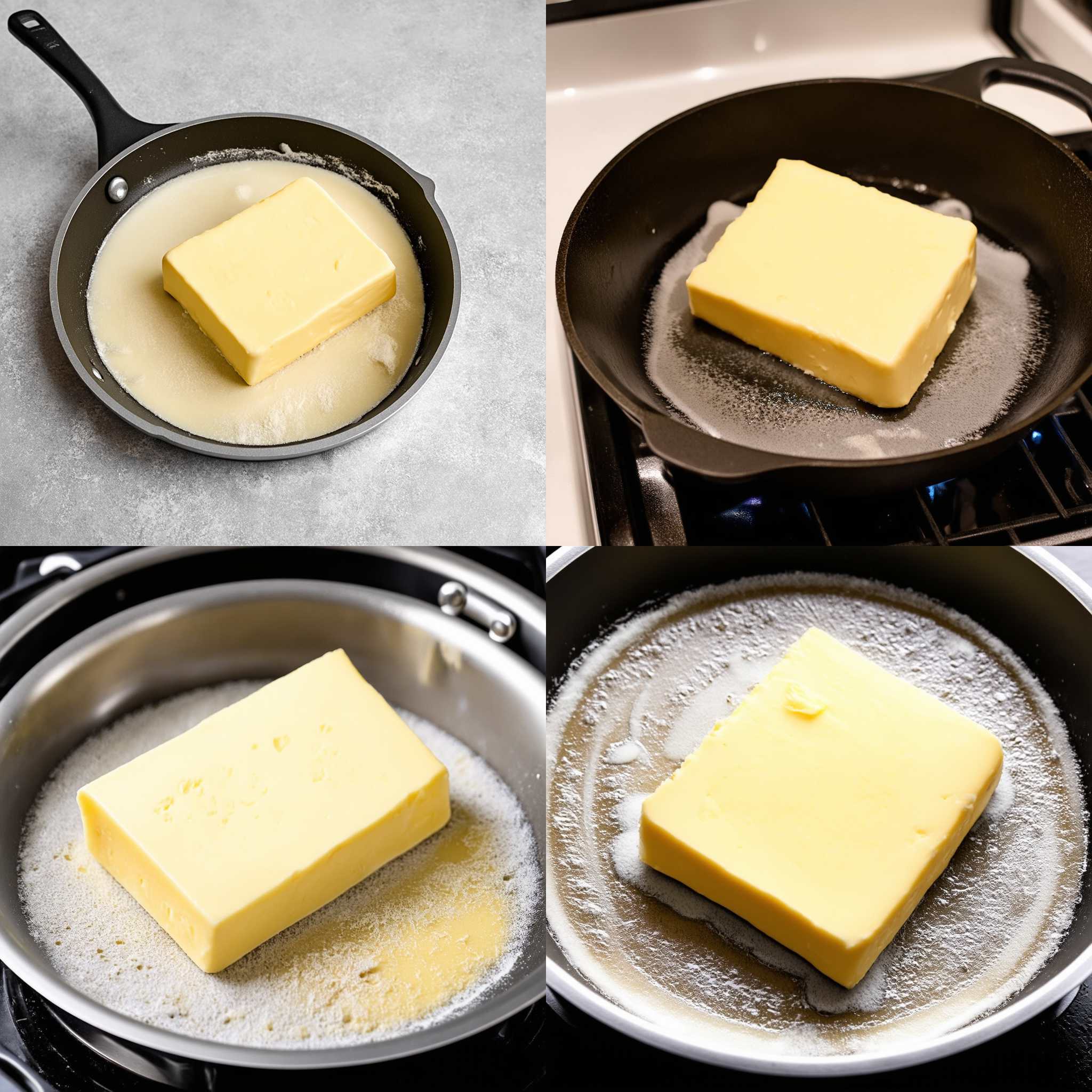 A piece of butter in a heated pan