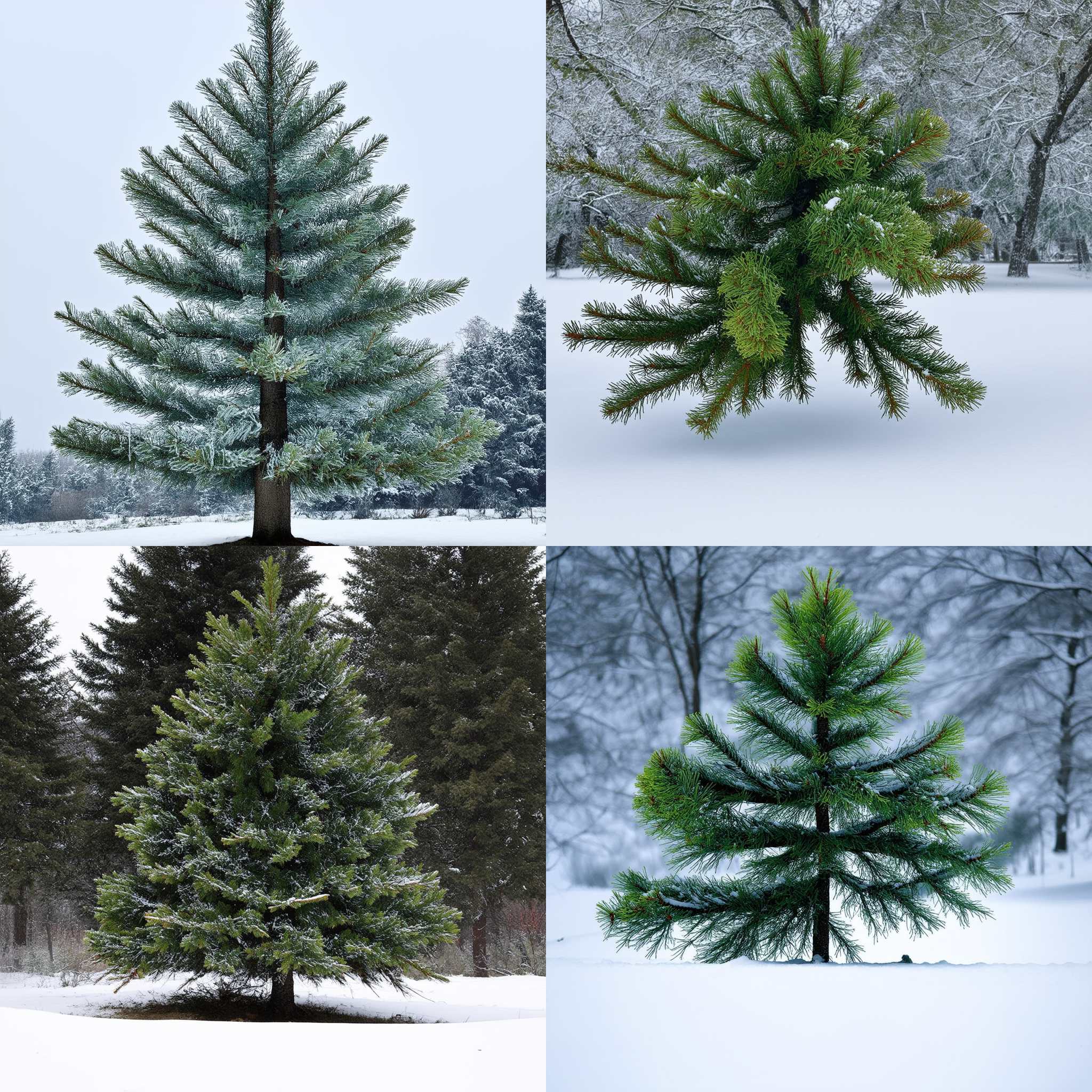 A pine tree in winter