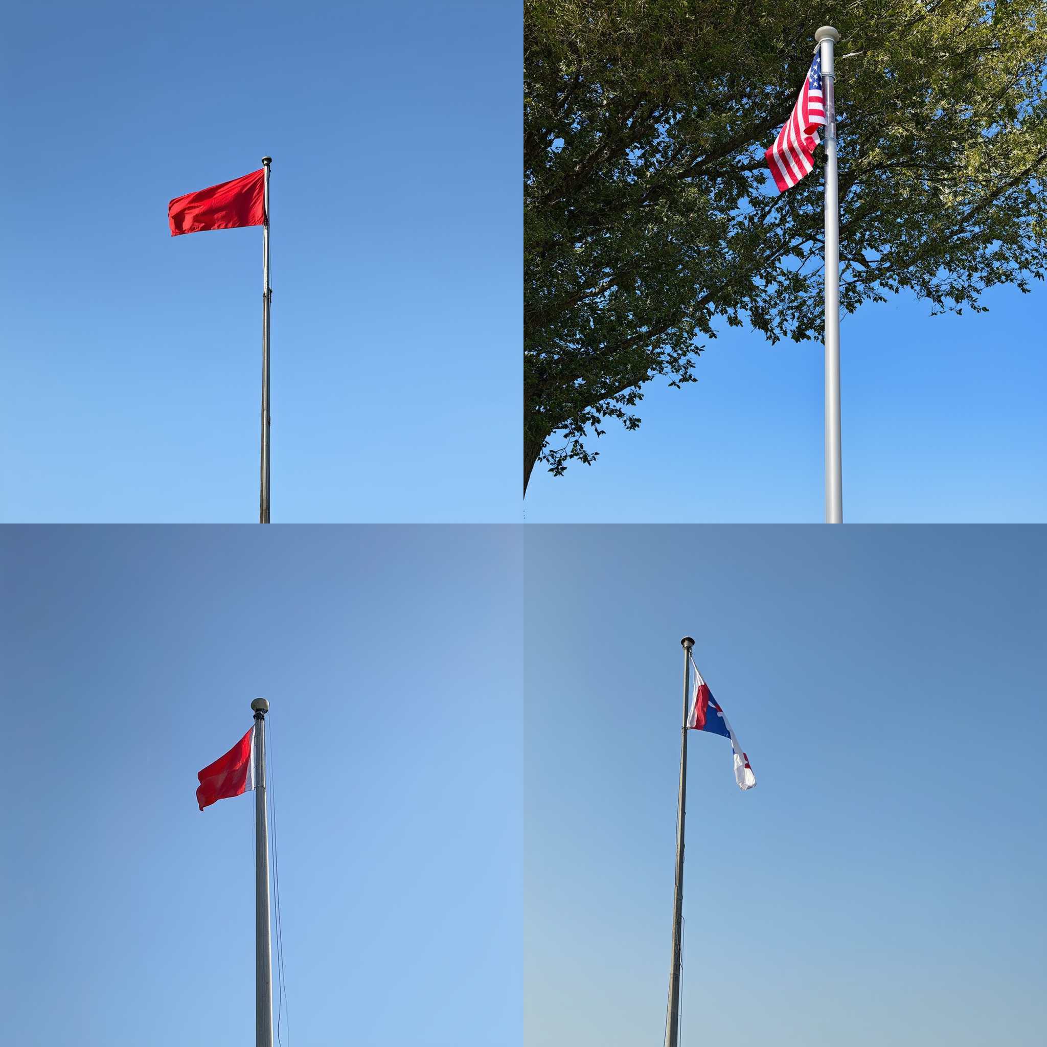 A flag on a pole on a windless day