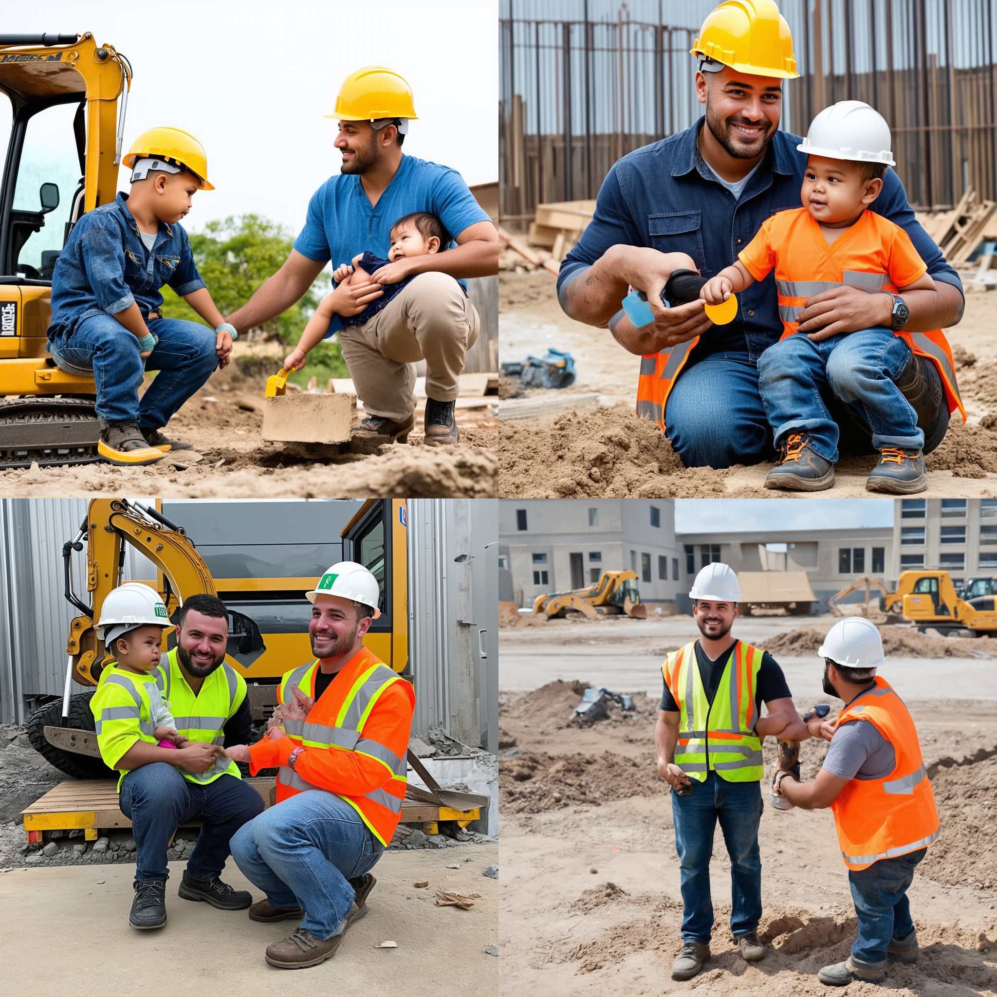 A construction worker enjoying family time after work