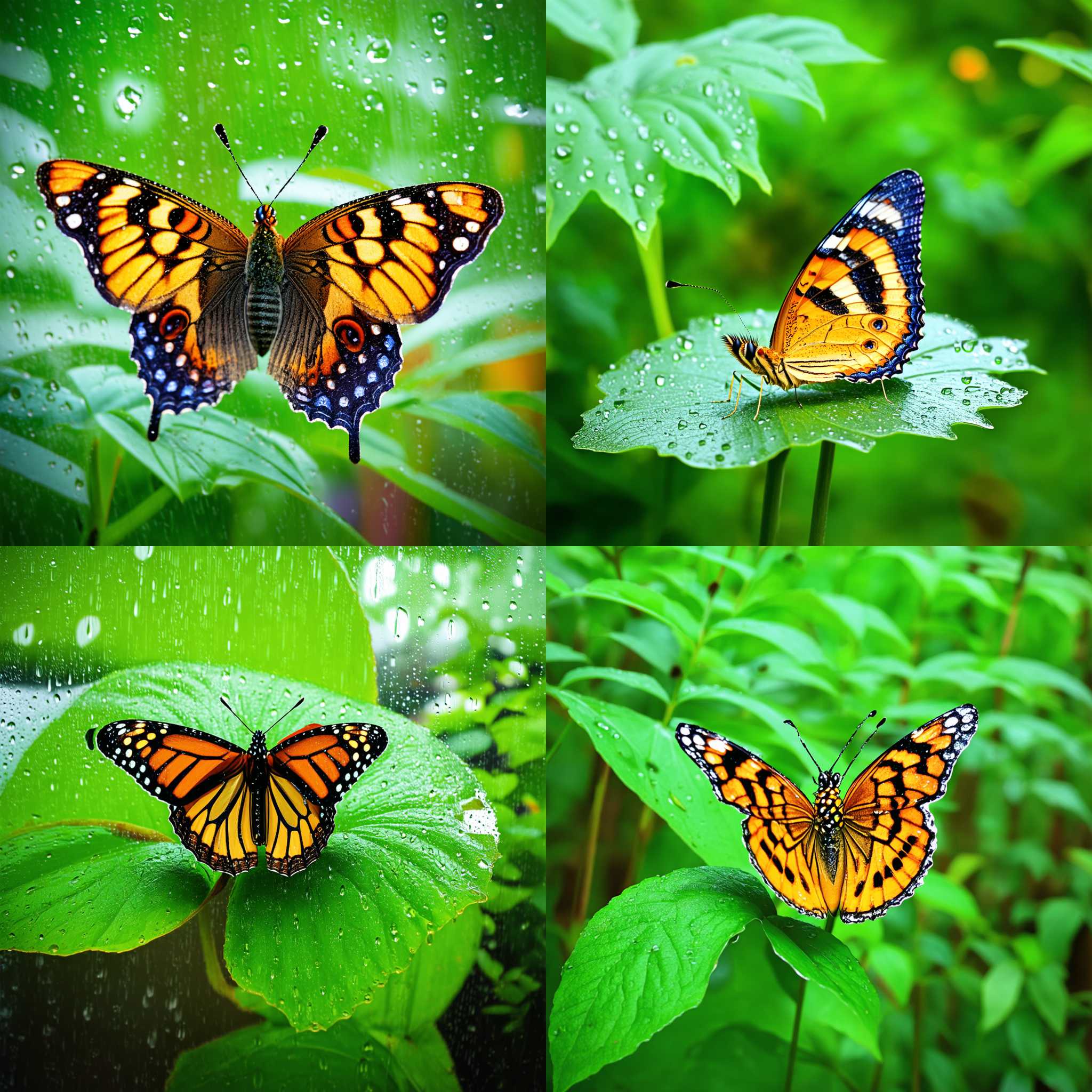 A butterfly on a rainy day