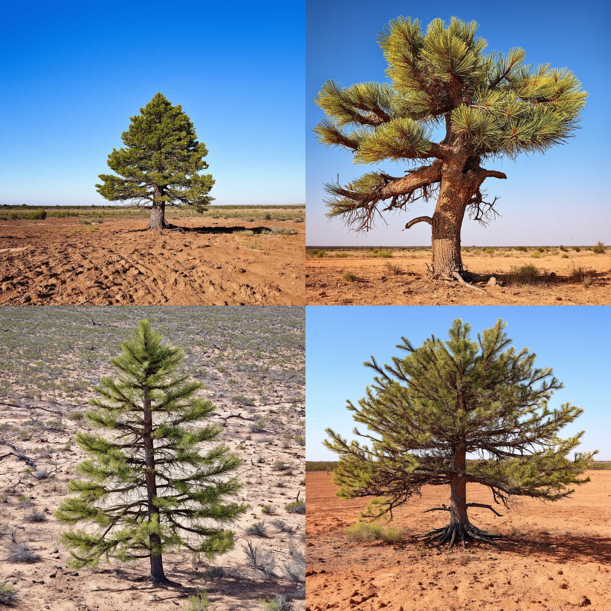 A pine tree in severe drought