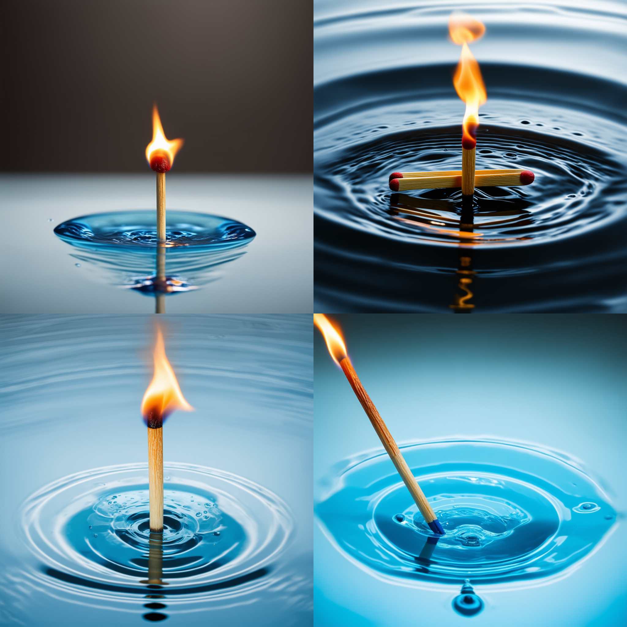 A burning matchstick dipped into water