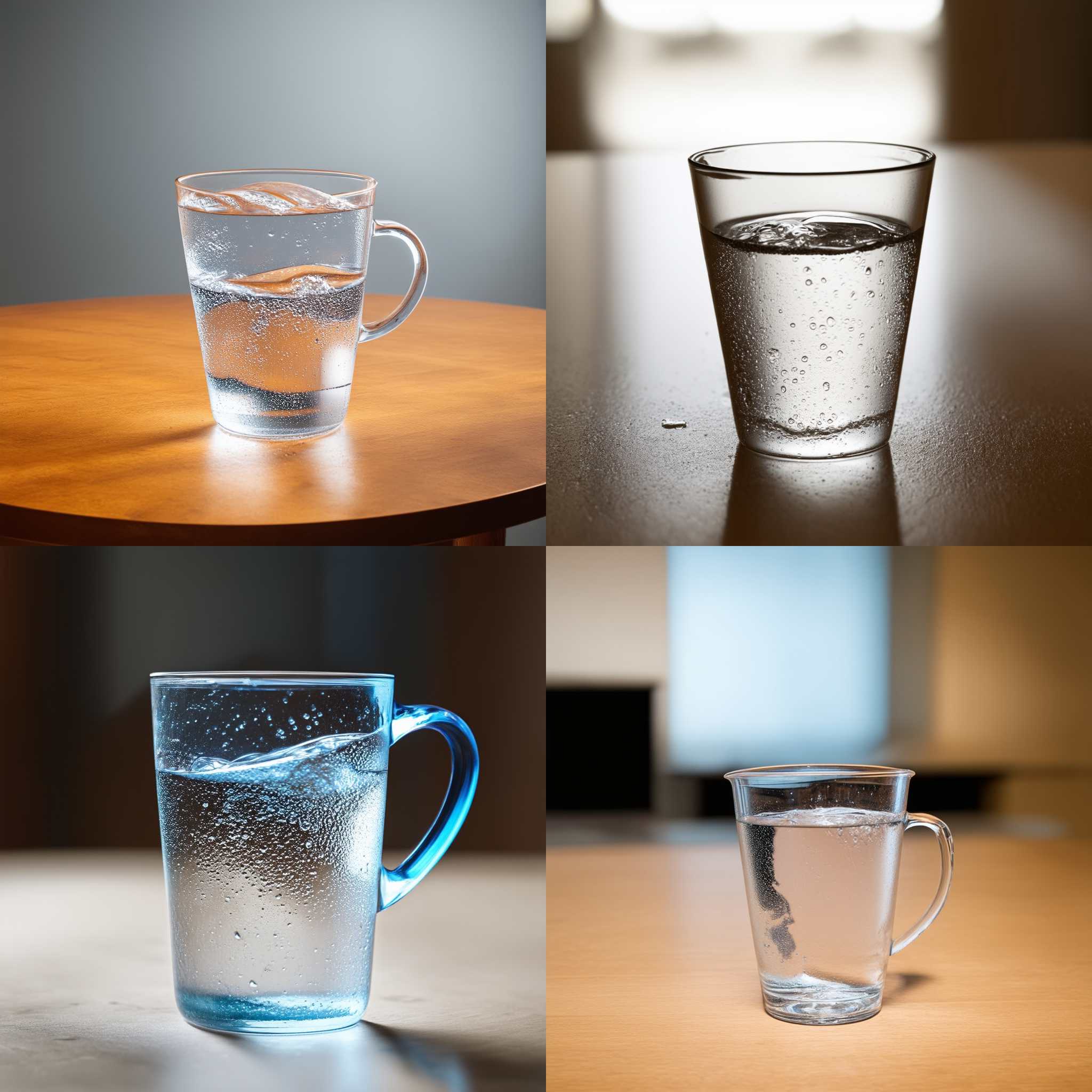 A full cup of water tipped over on a table