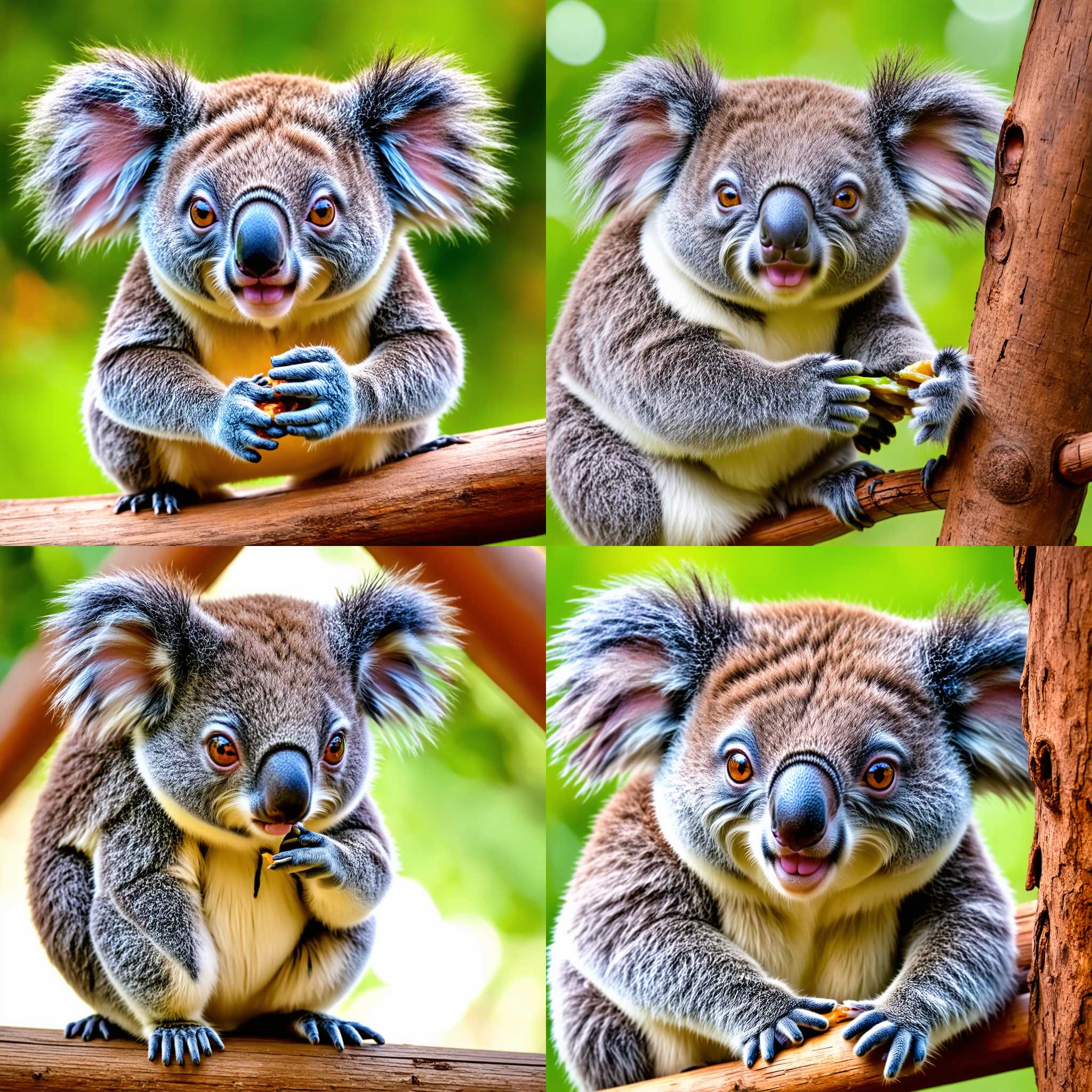 A koala eating