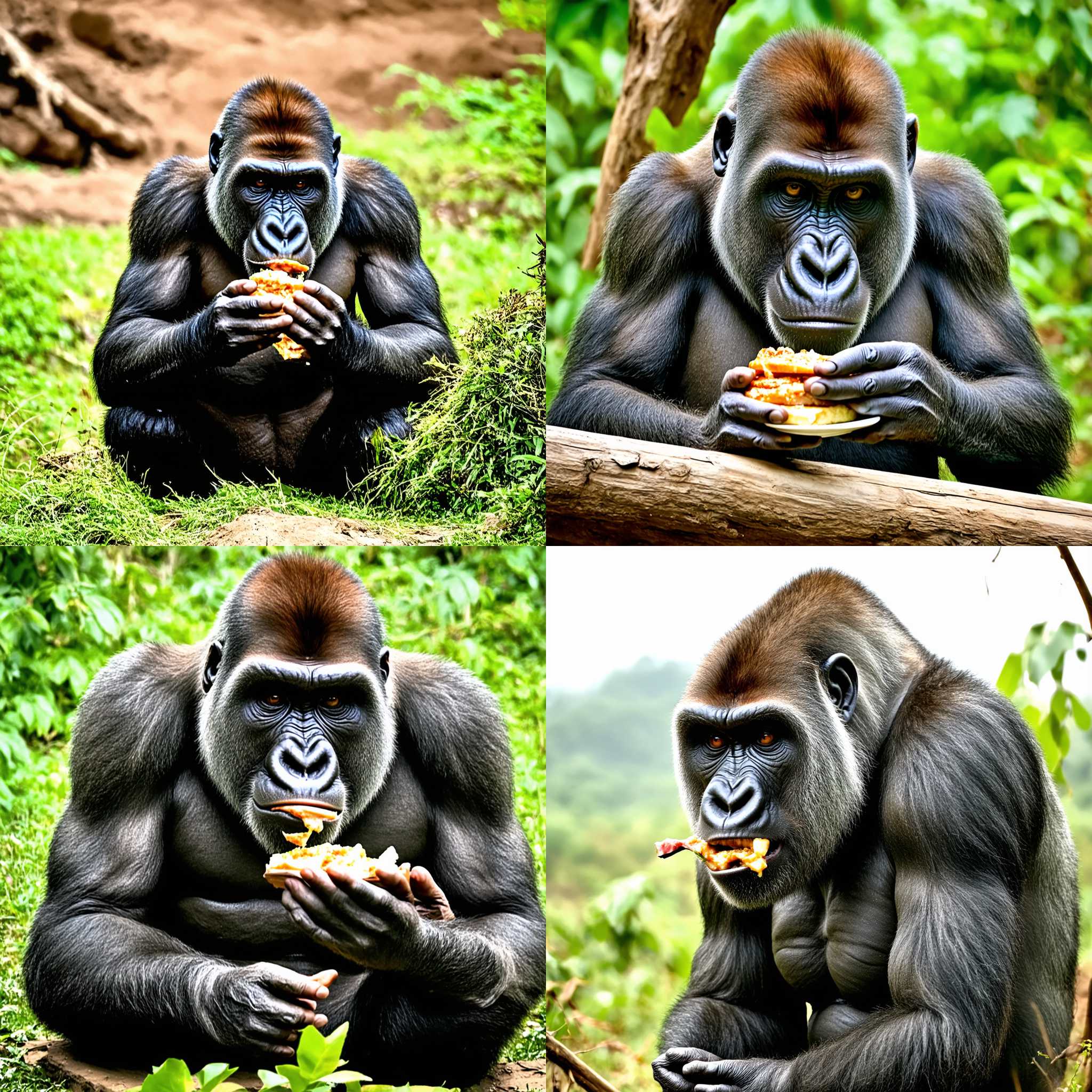 An eating gorilla