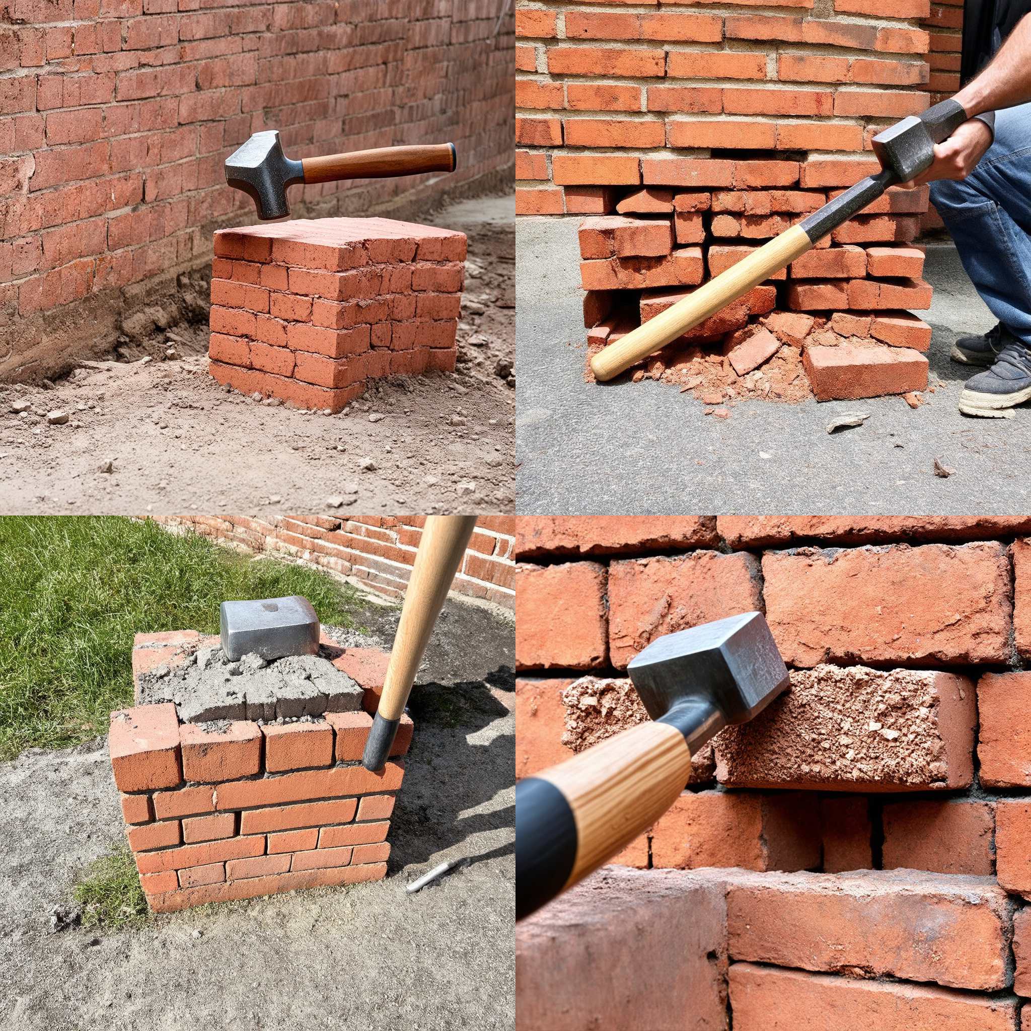 A brick hit with a sledgehammer