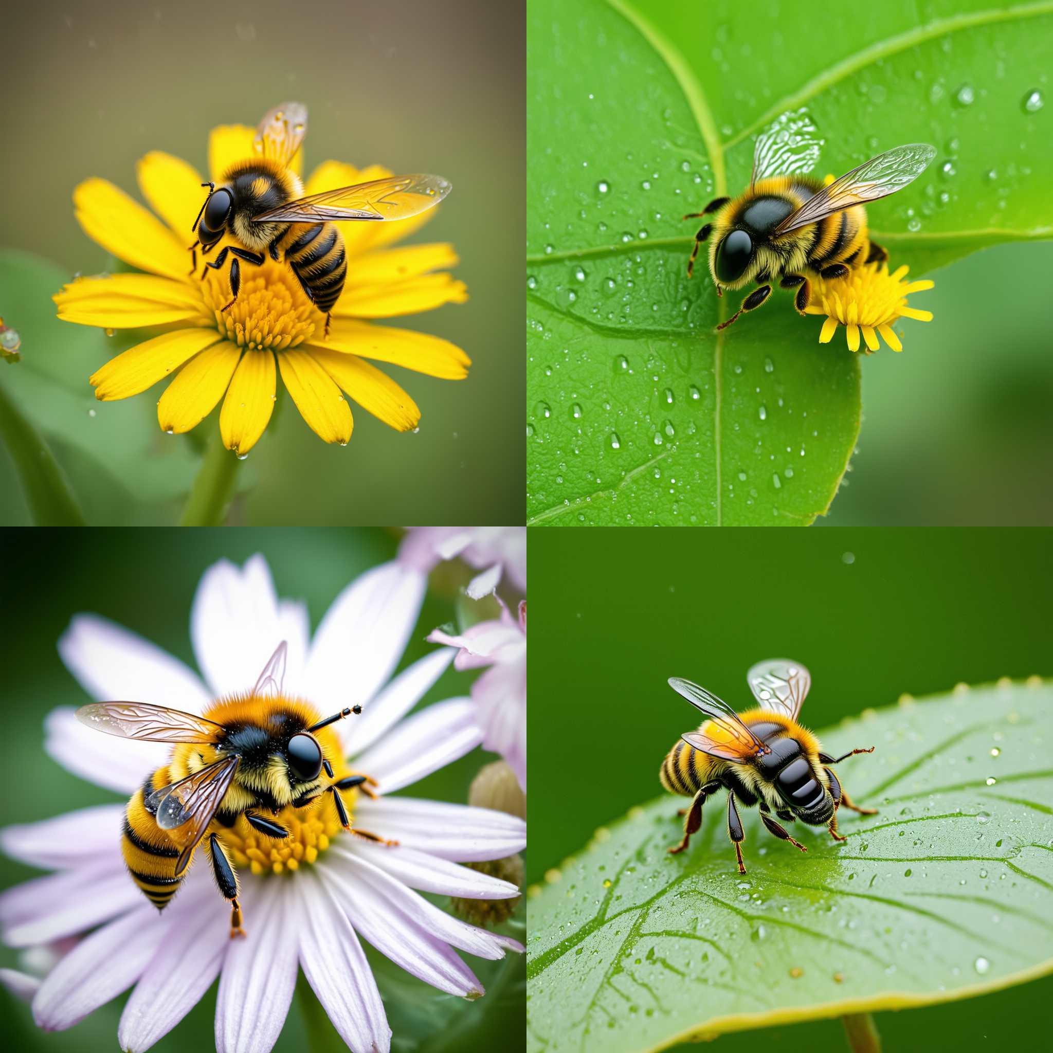 A bee on a rainy day