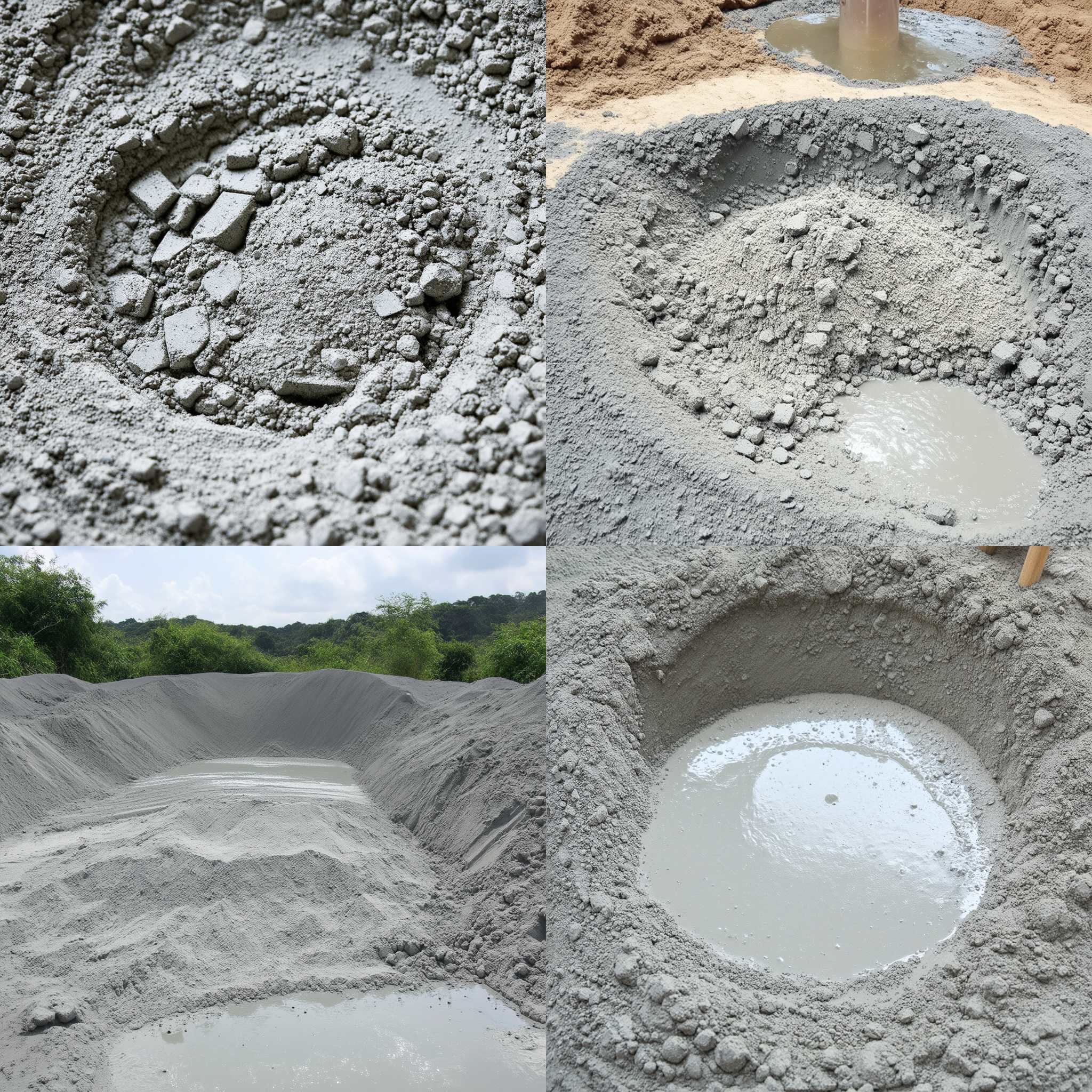 Cement mixed with water