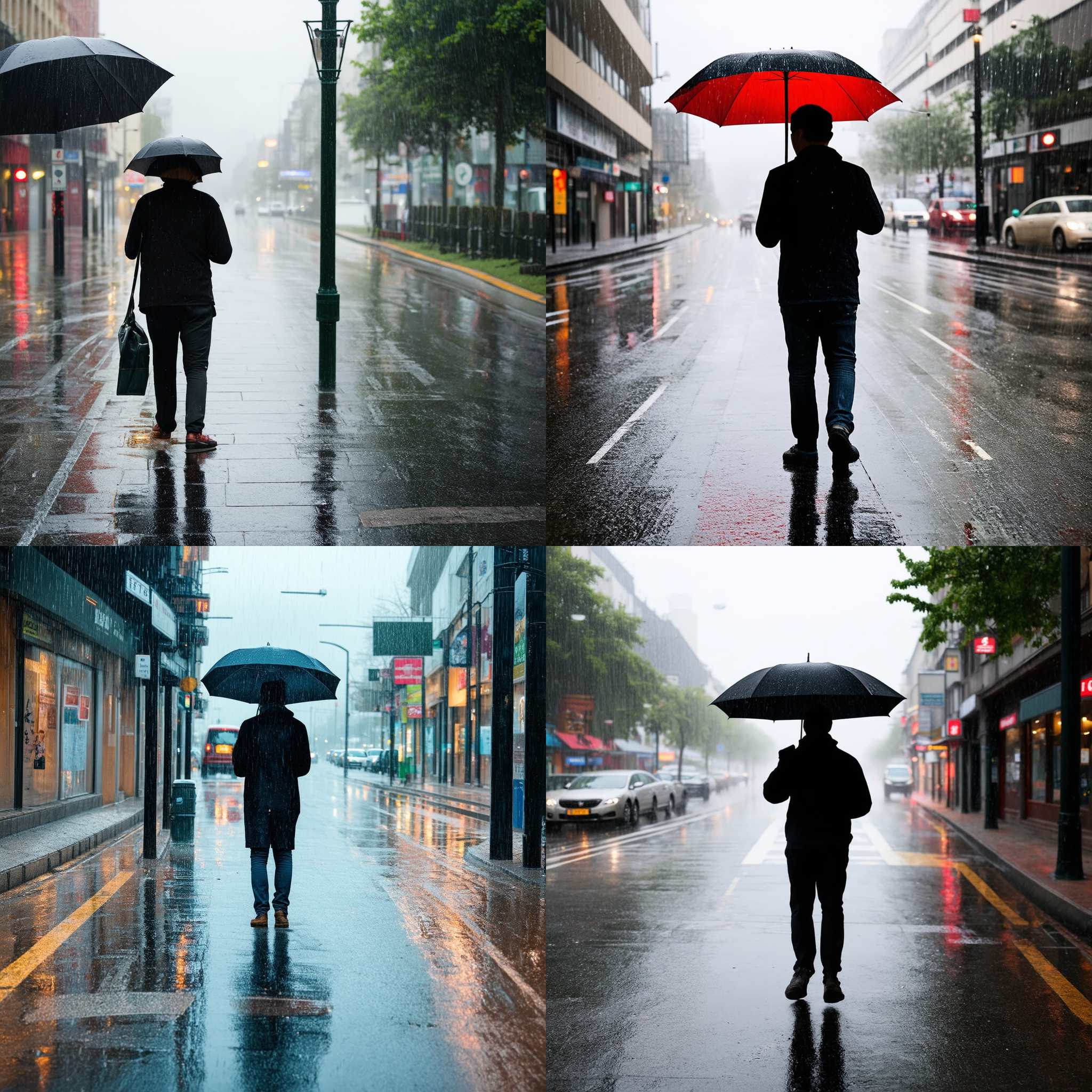 A pedestrian on a rainy day