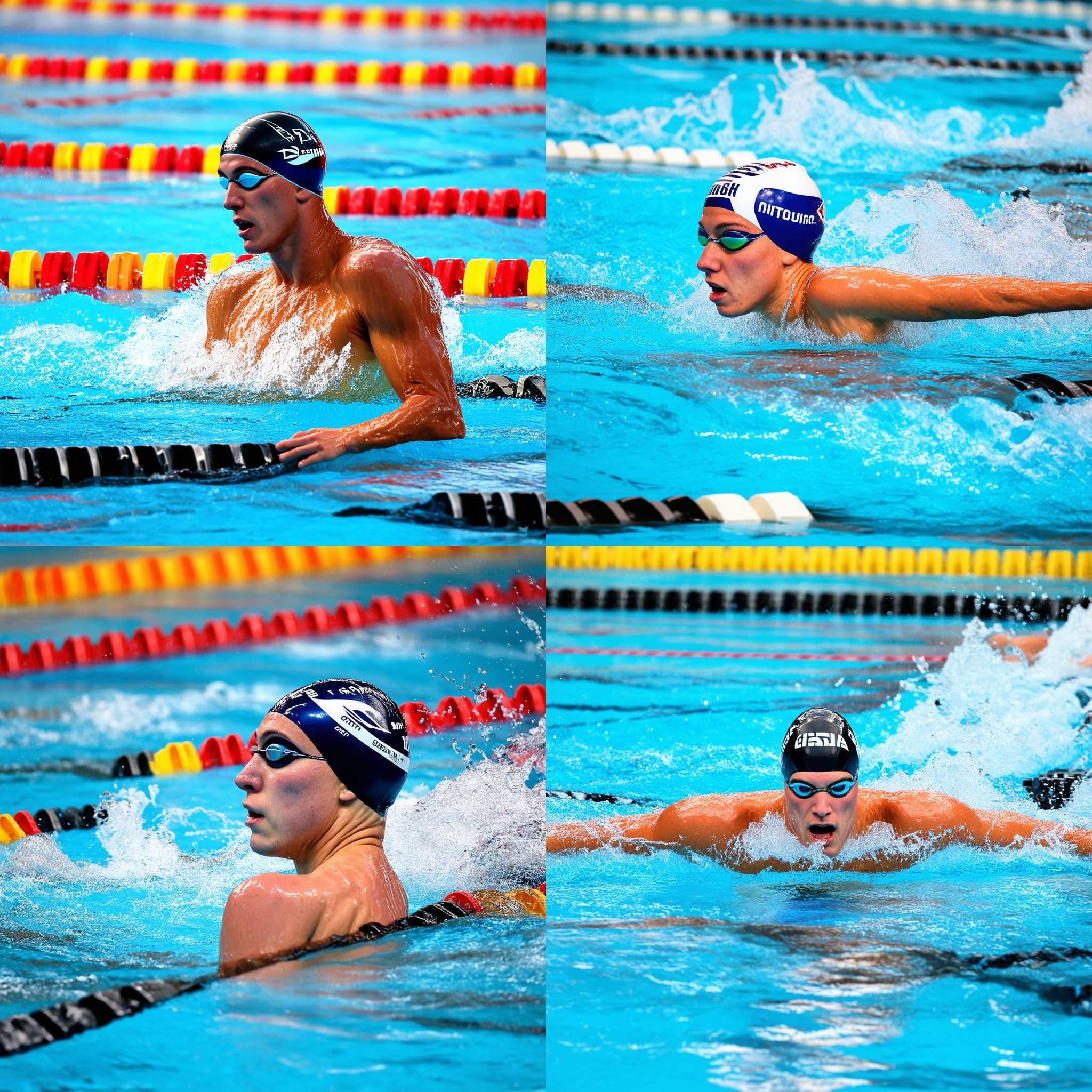 A swimmer waiting for the start signal during a competition