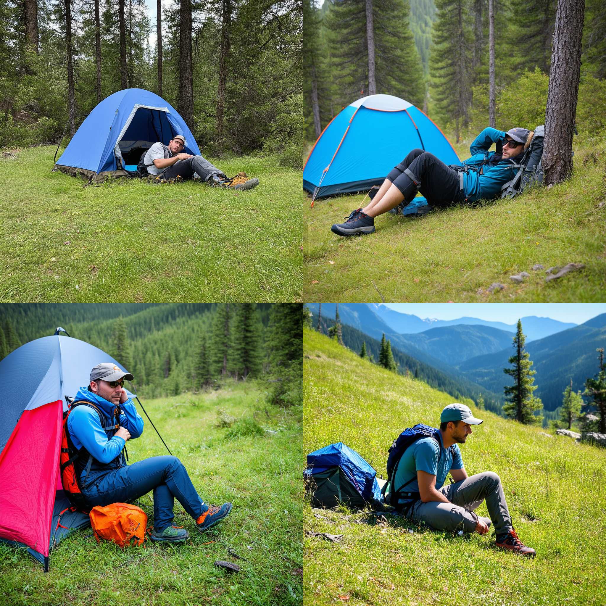 A hiker resting at the campsite