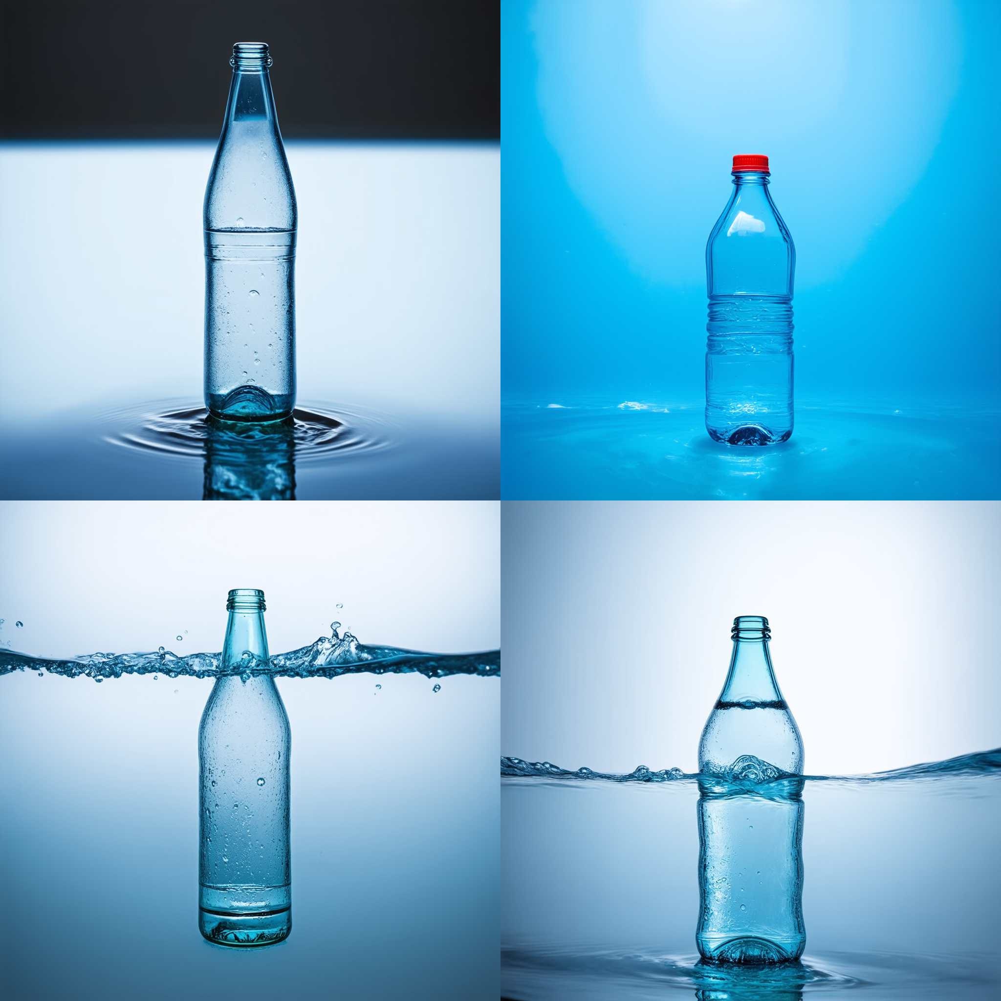 An empty bottle in water