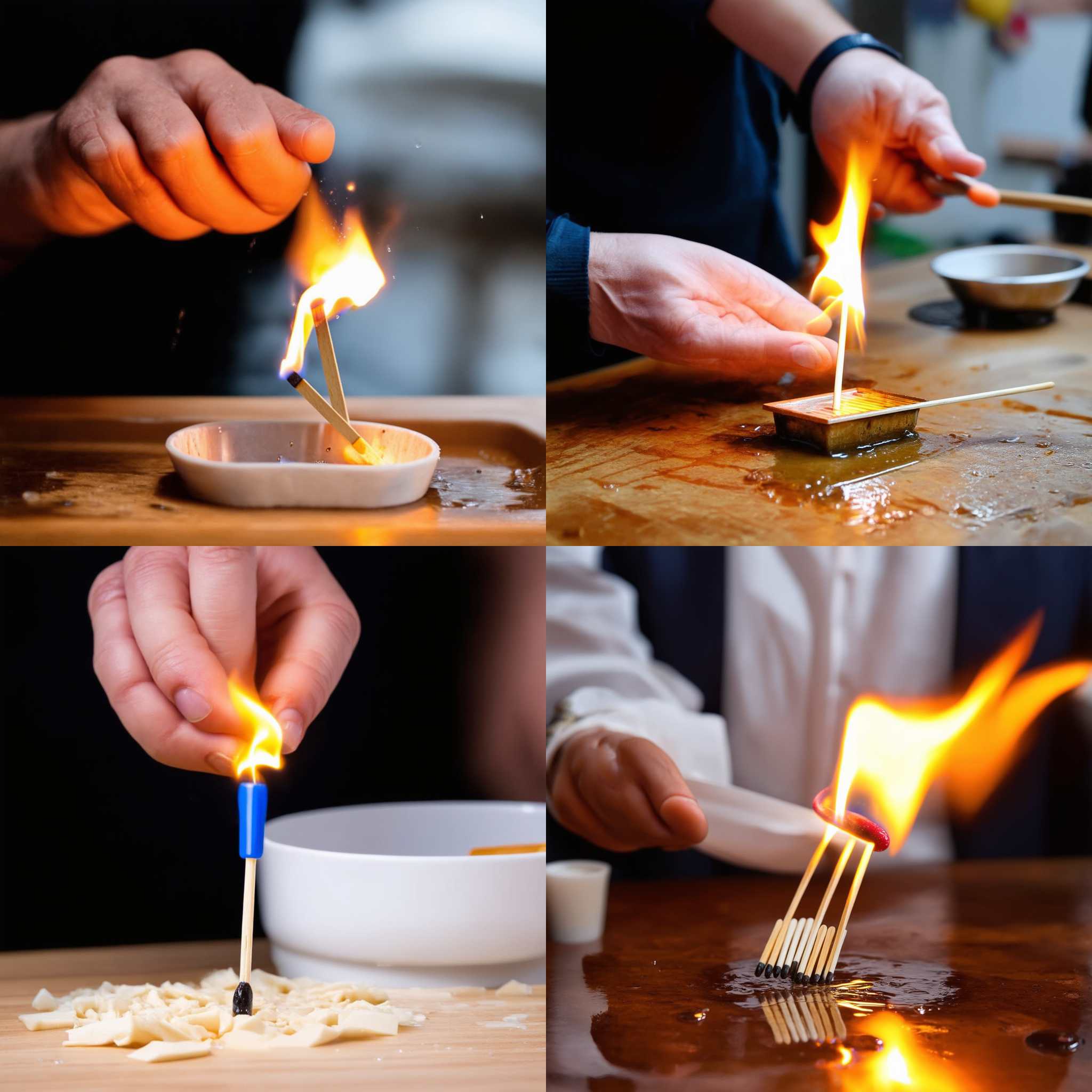 A person igniting a wet match