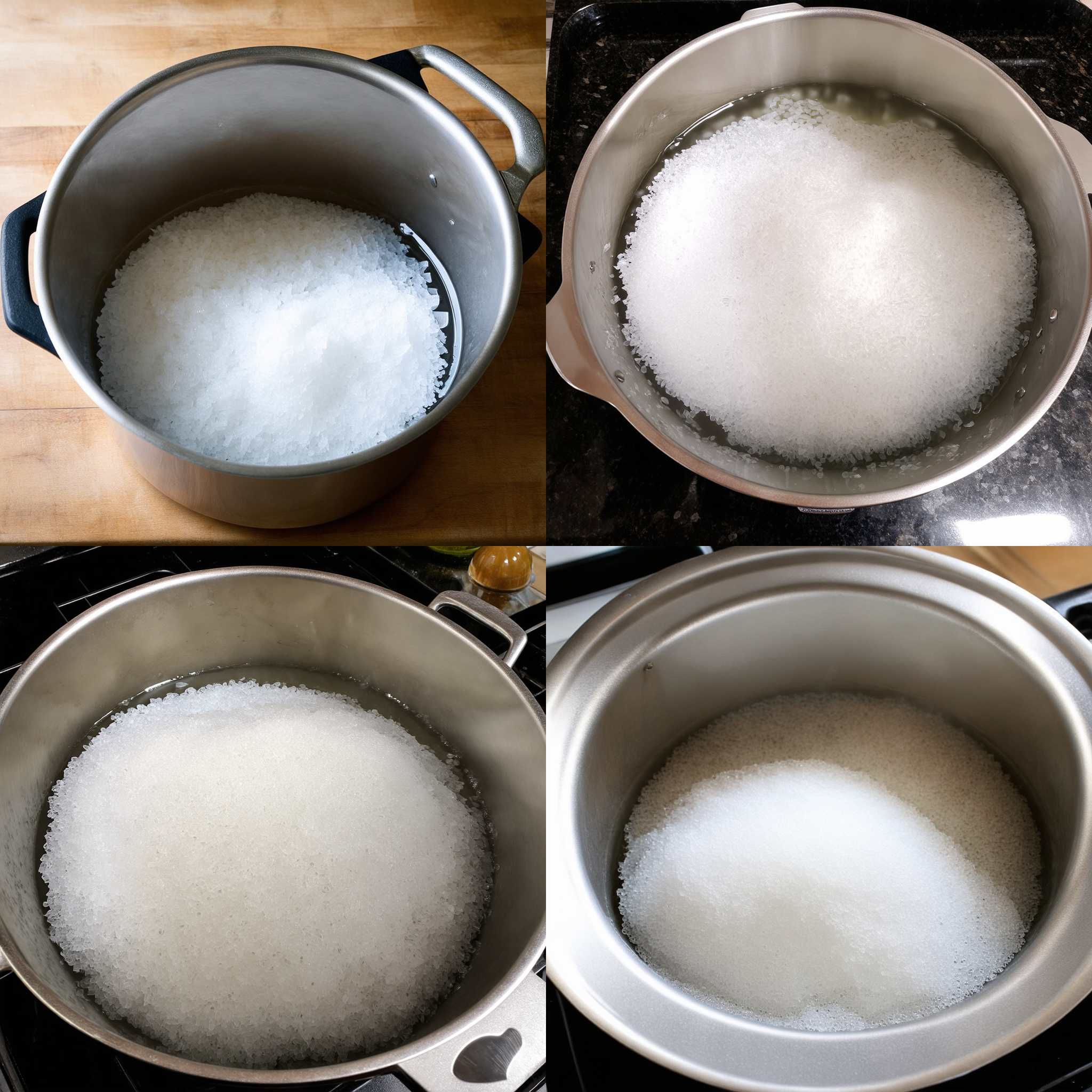 A pot of salted water heated to 100 degrees celsius