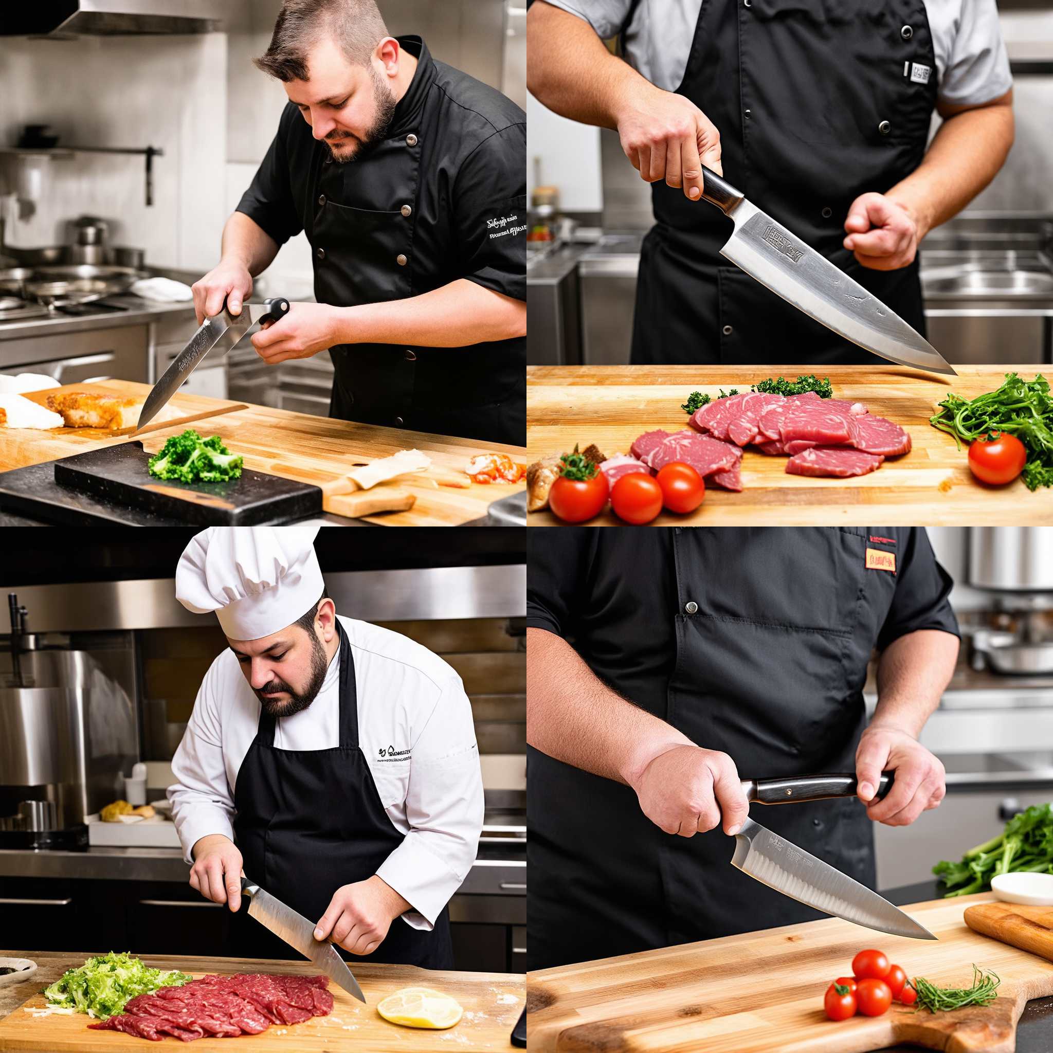 A chef sharpening a knife