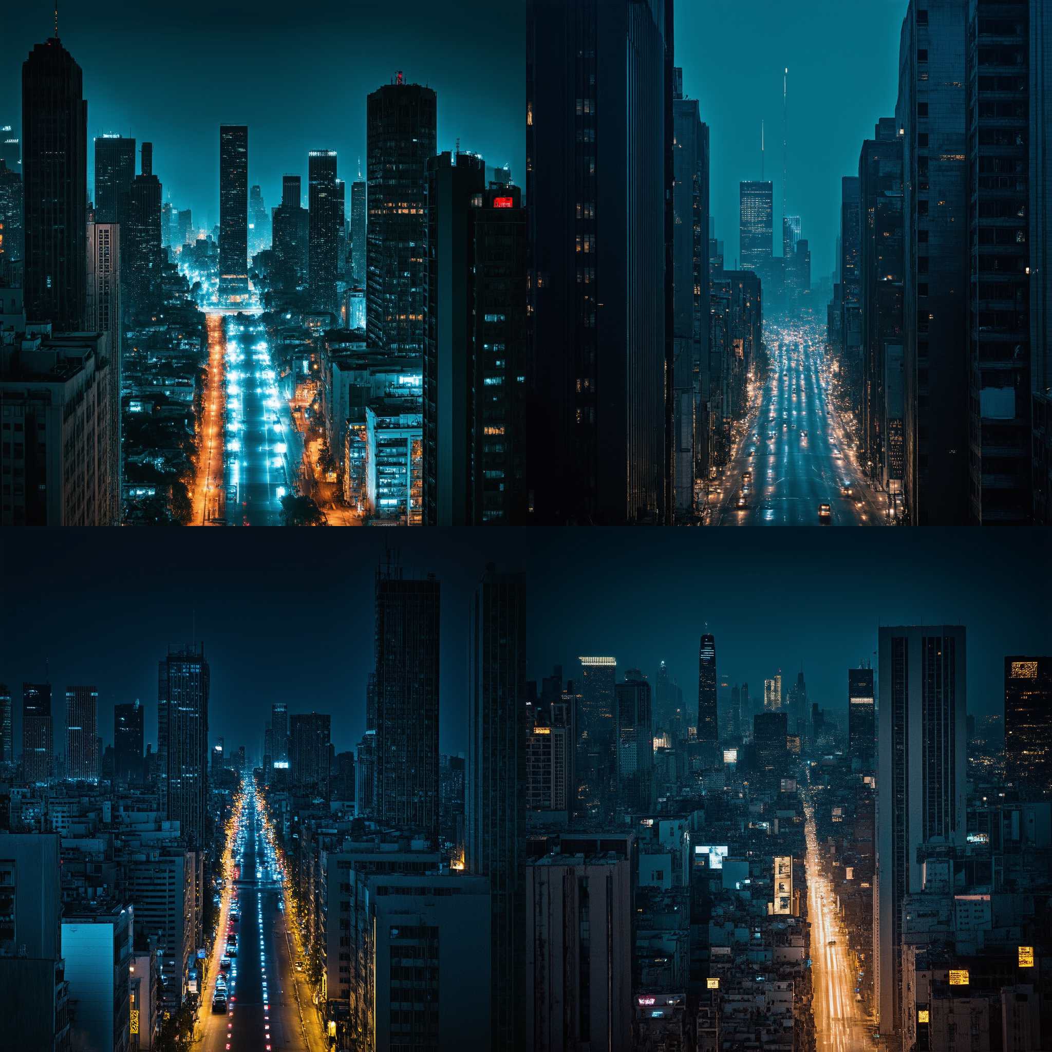 A city during a blackout at night