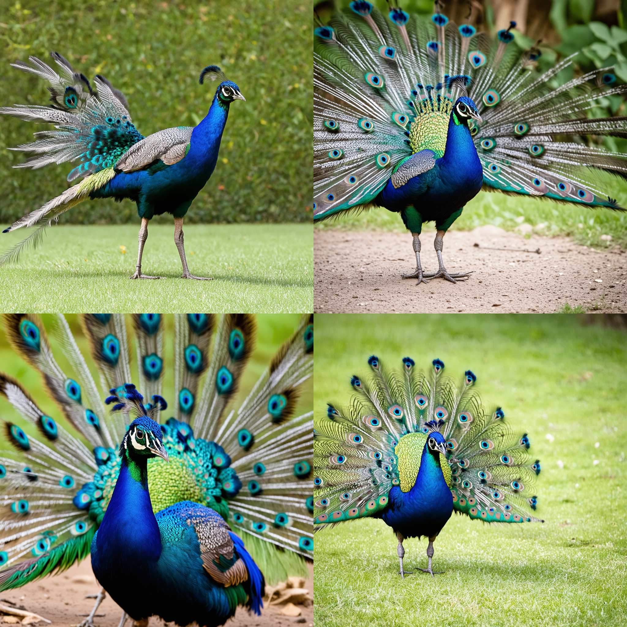 A peacock attracting a mate