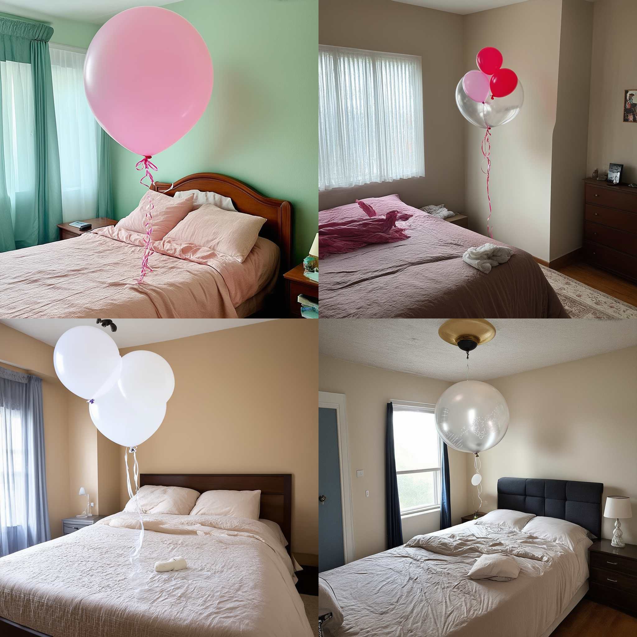 A balloon filled with air in the bedroom