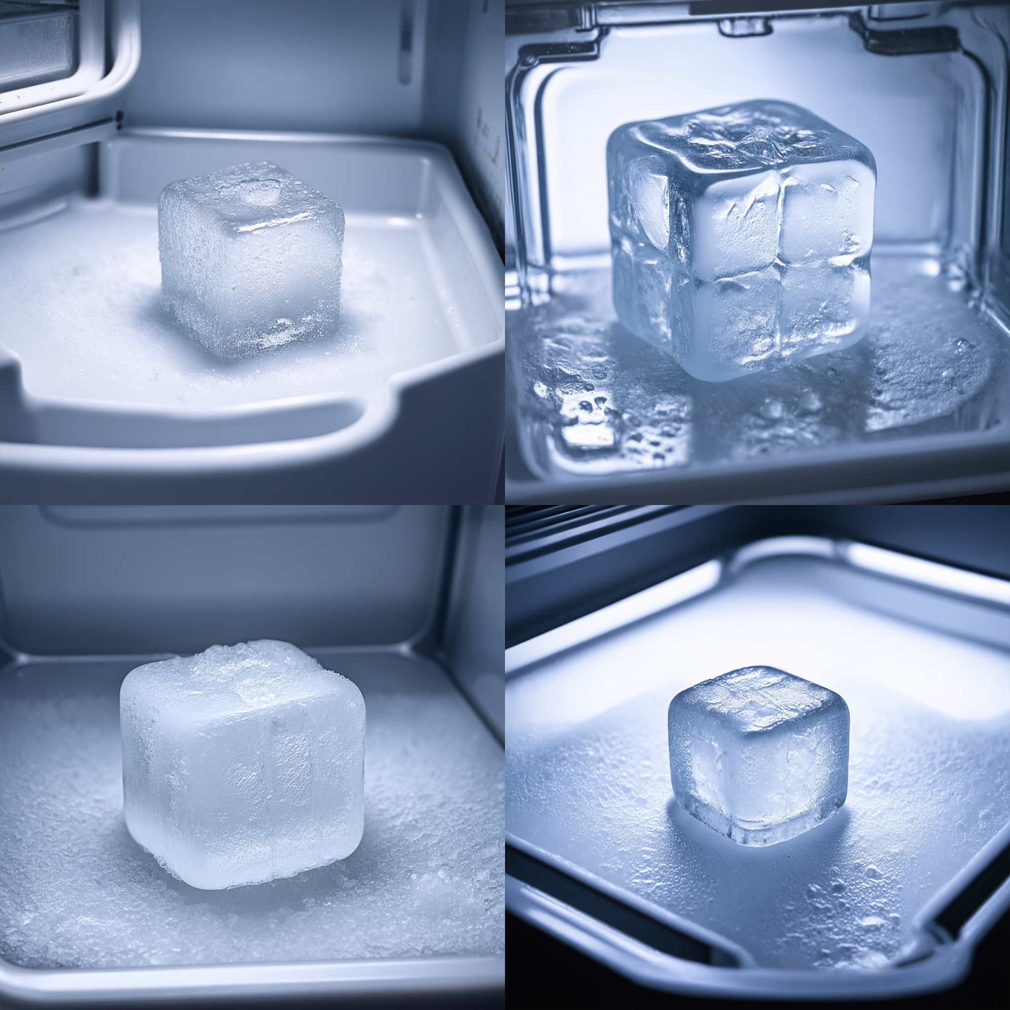 An ice cube in a freezer