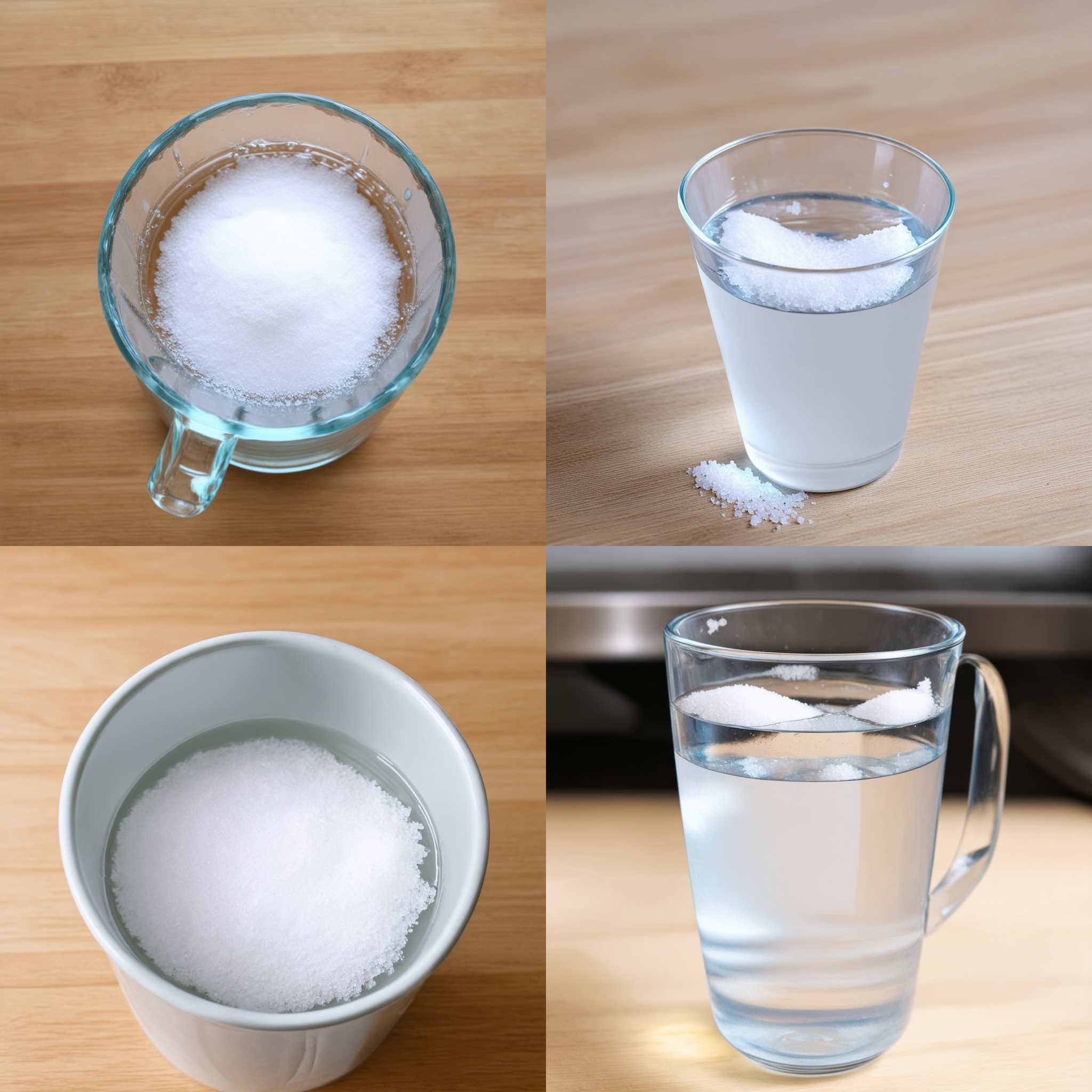 A cup of water with salt just added