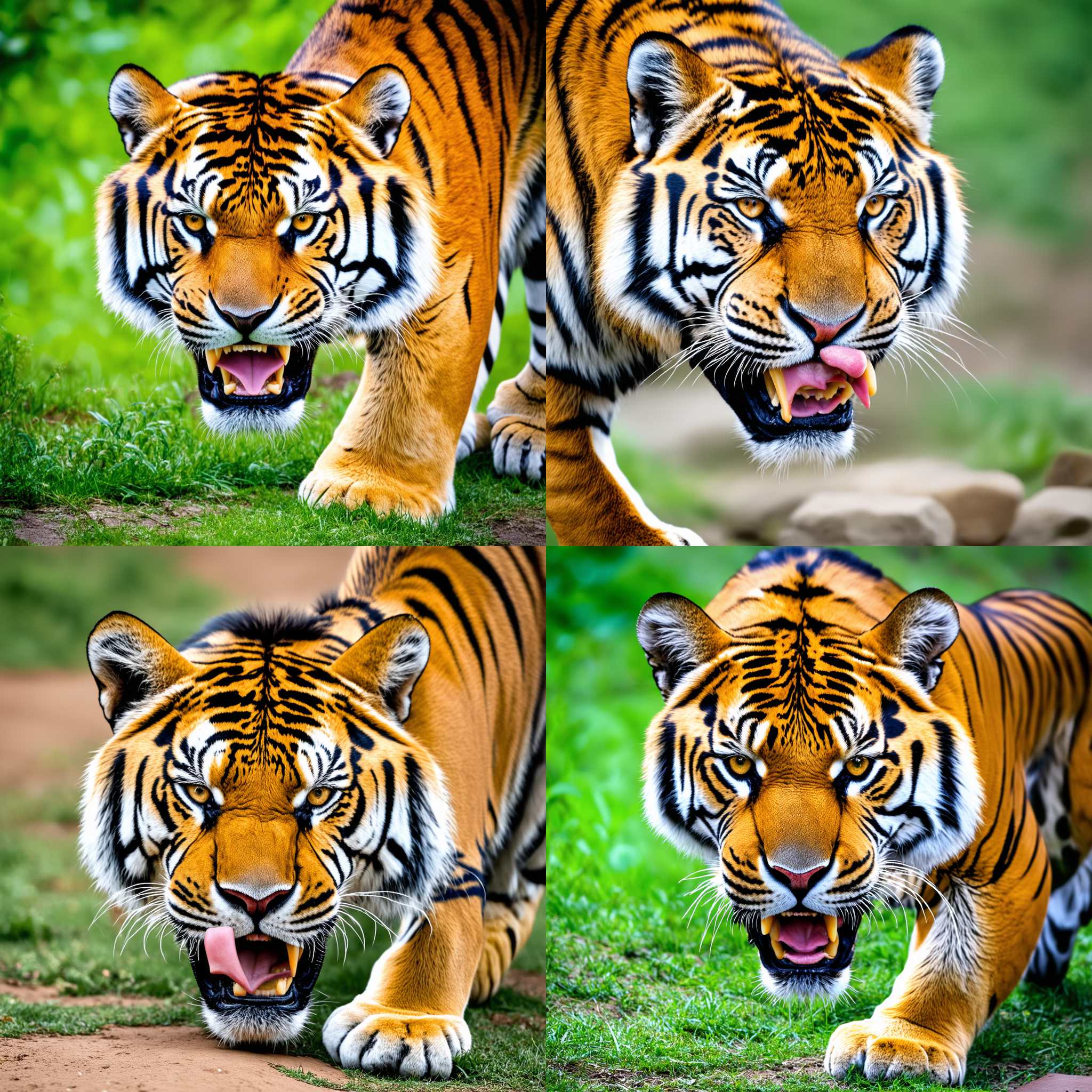 A tiger eating