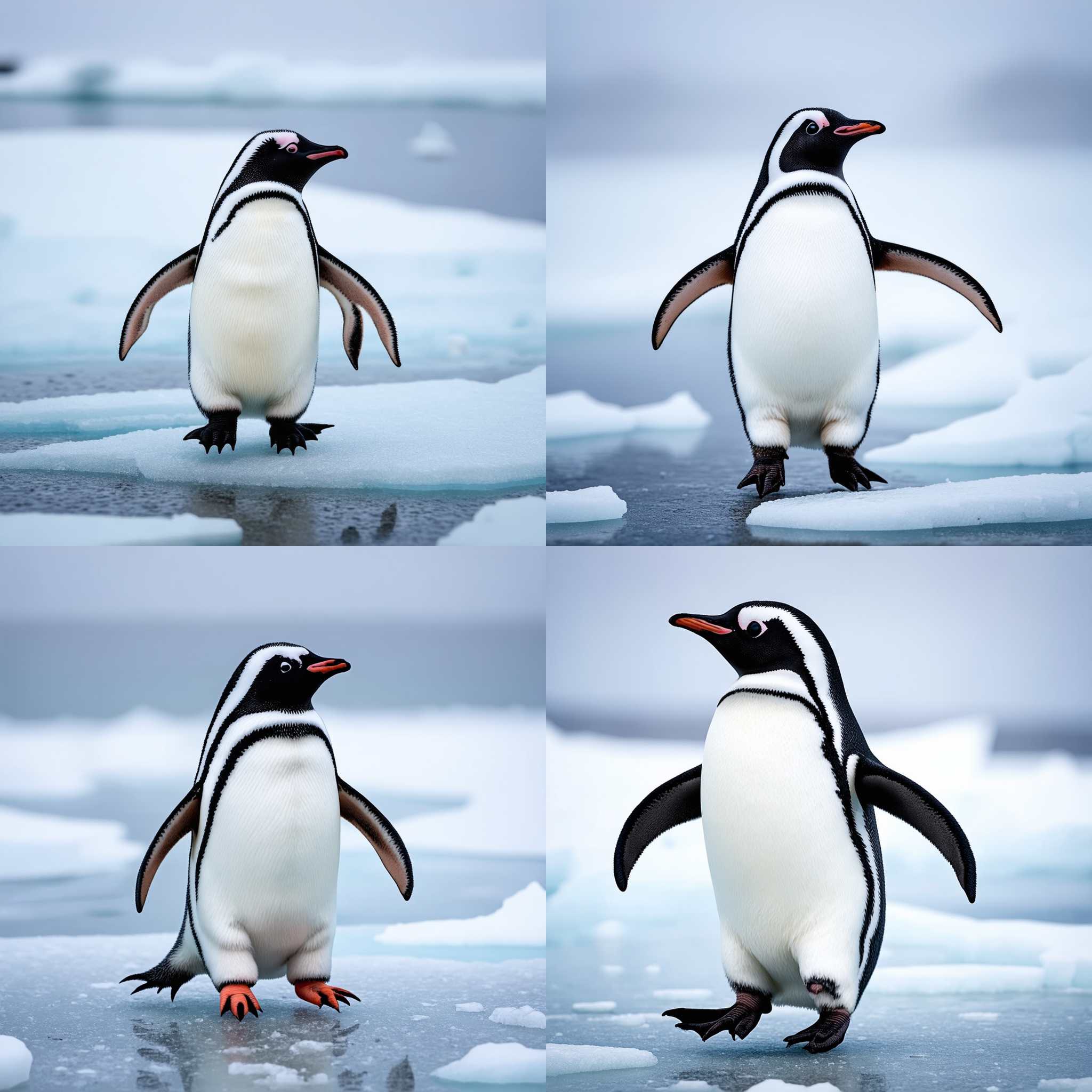 A penguin walking on ice