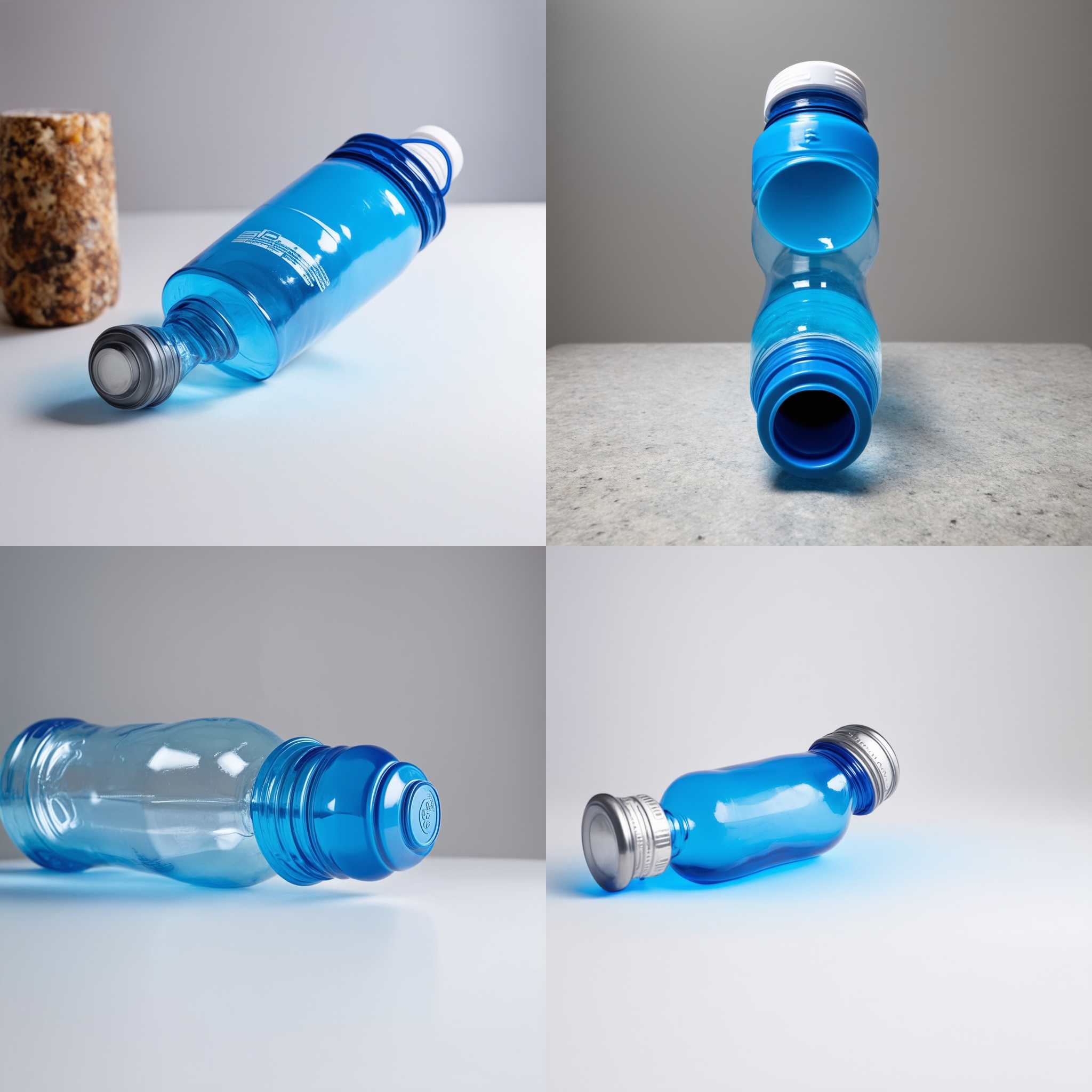 A capped water bottle turning upside down