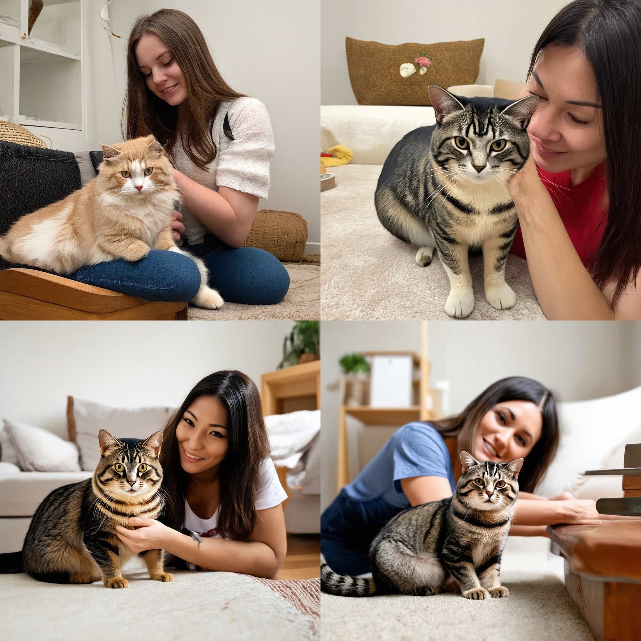 A woman with her cat at home