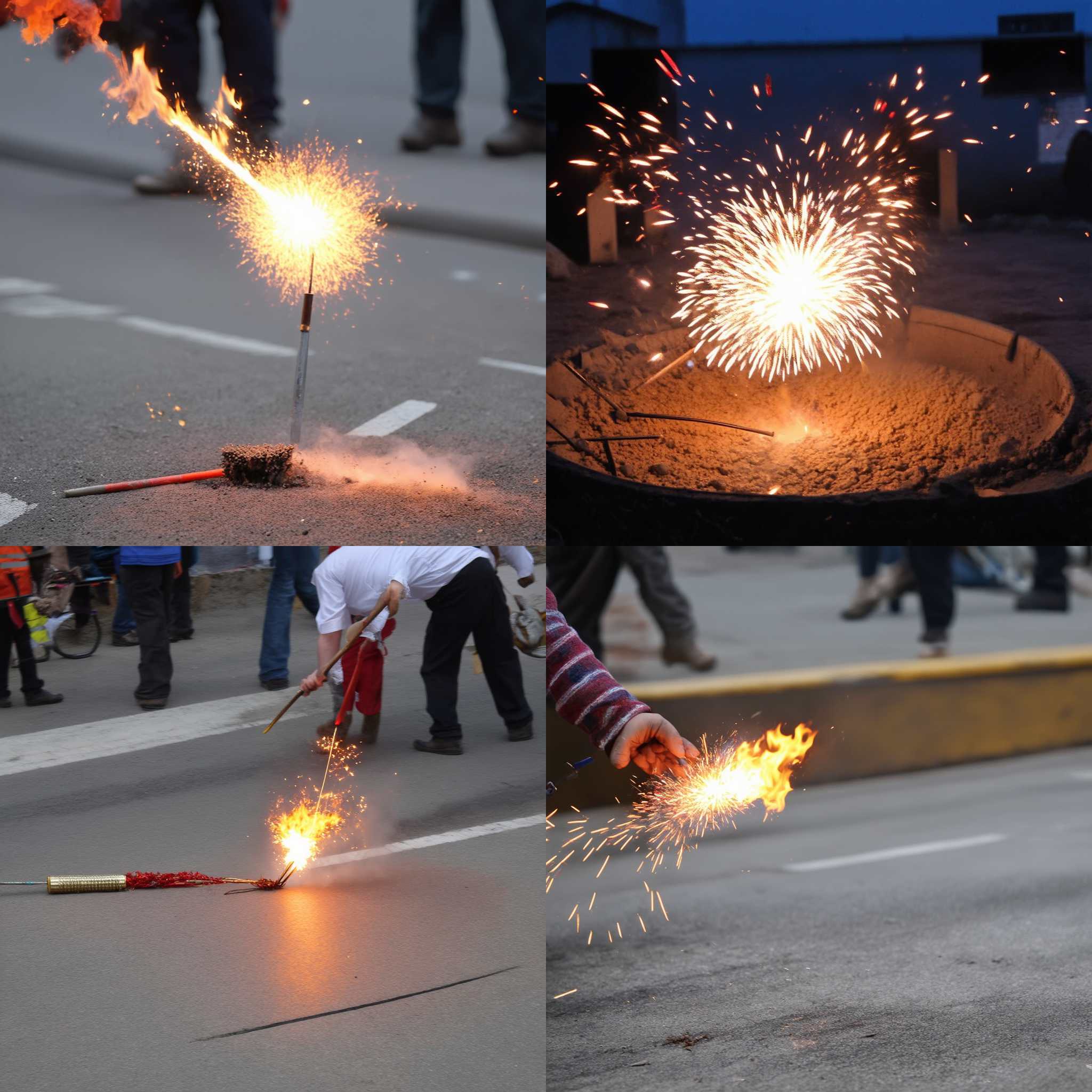 A firecracker in use