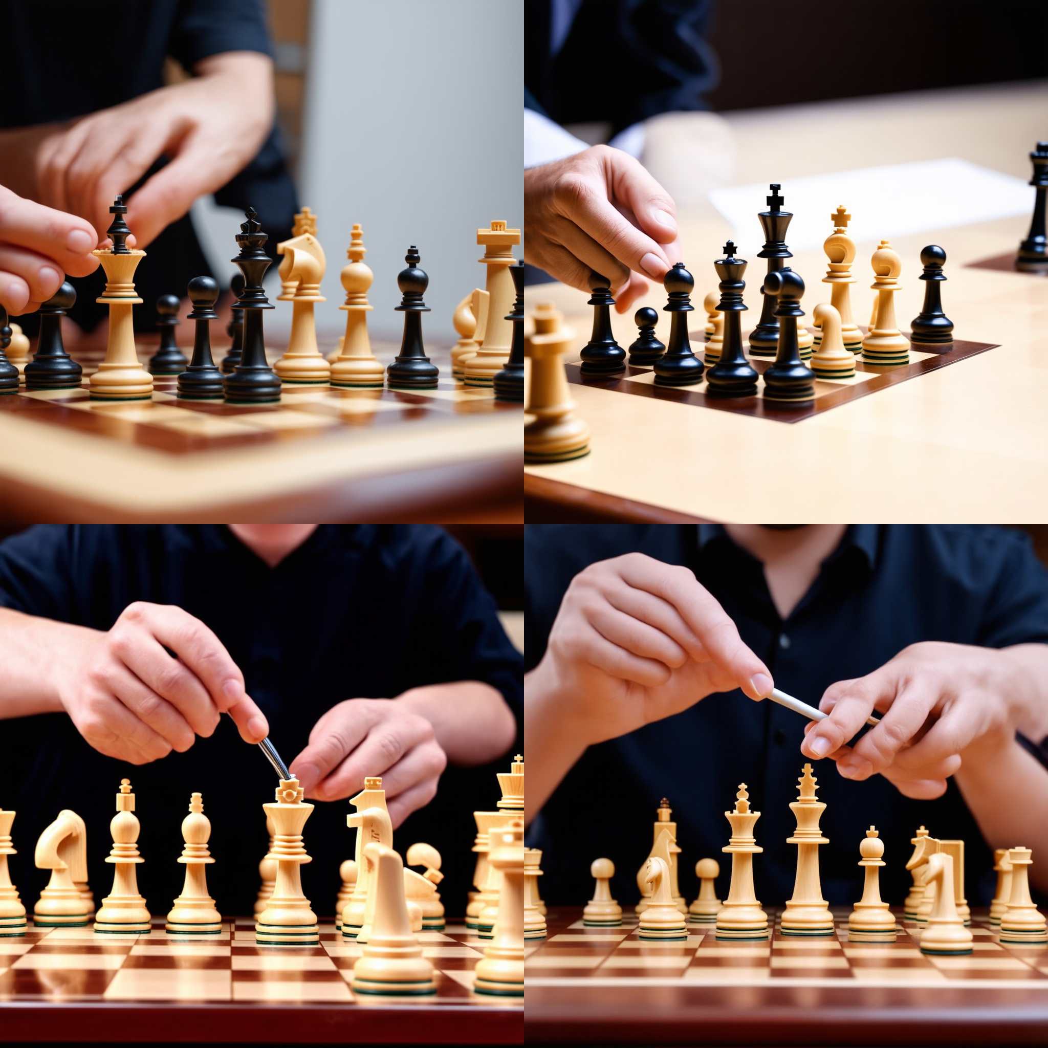 A chess player setting up pieces