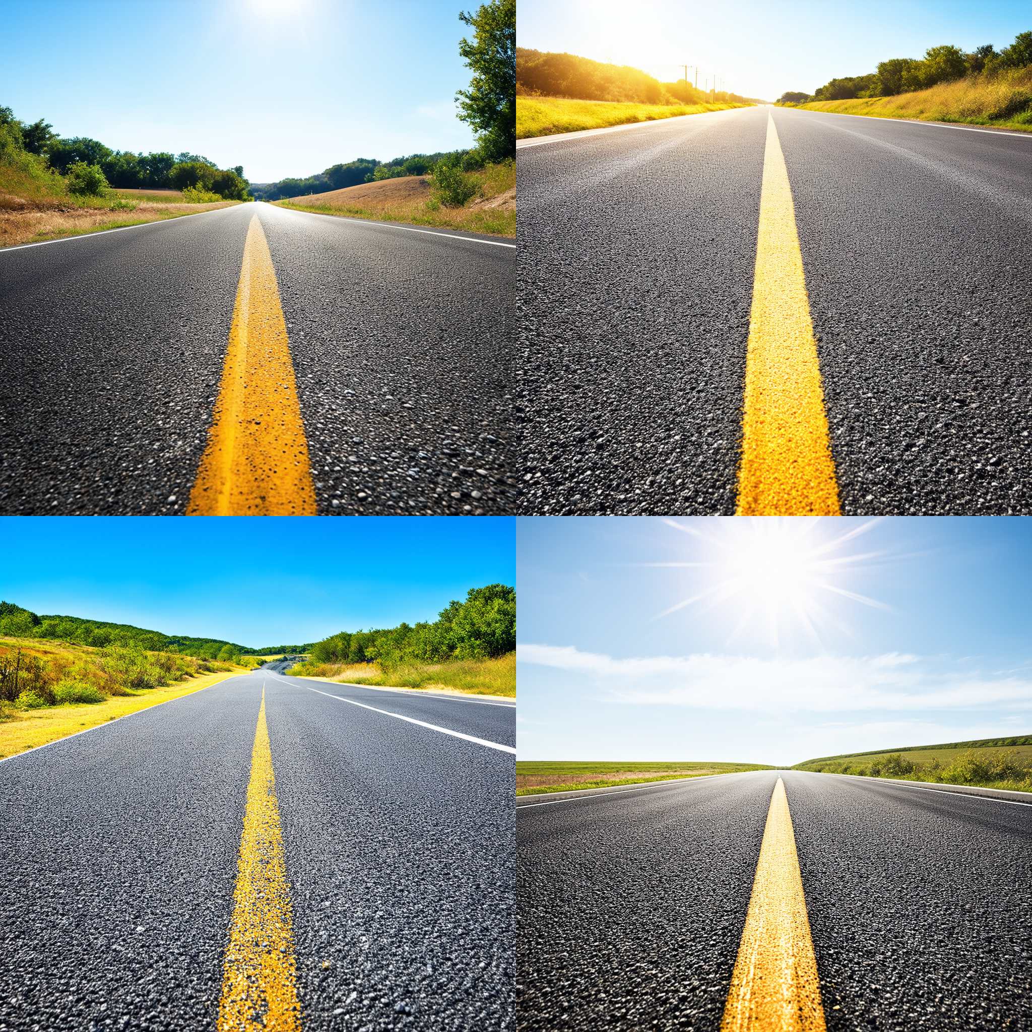 An asphalt road on a sunny day