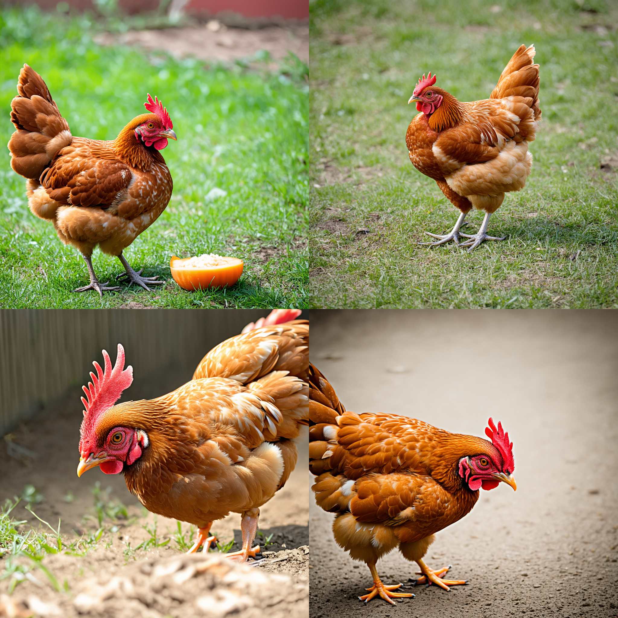 A chicken pecking for food