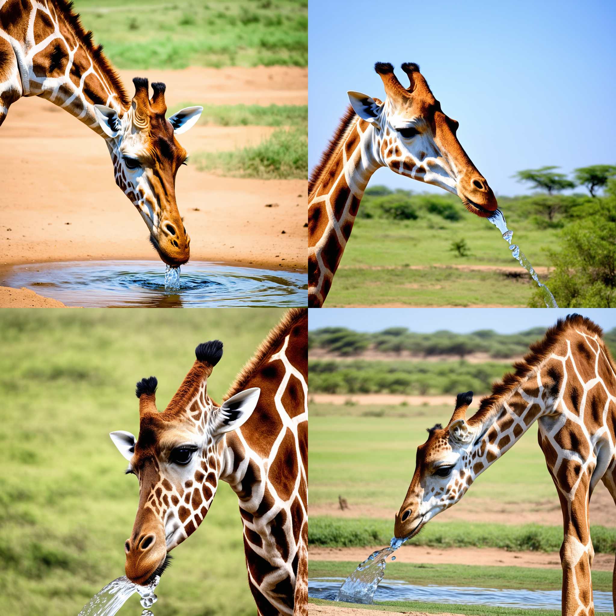 A giraffe drinking water