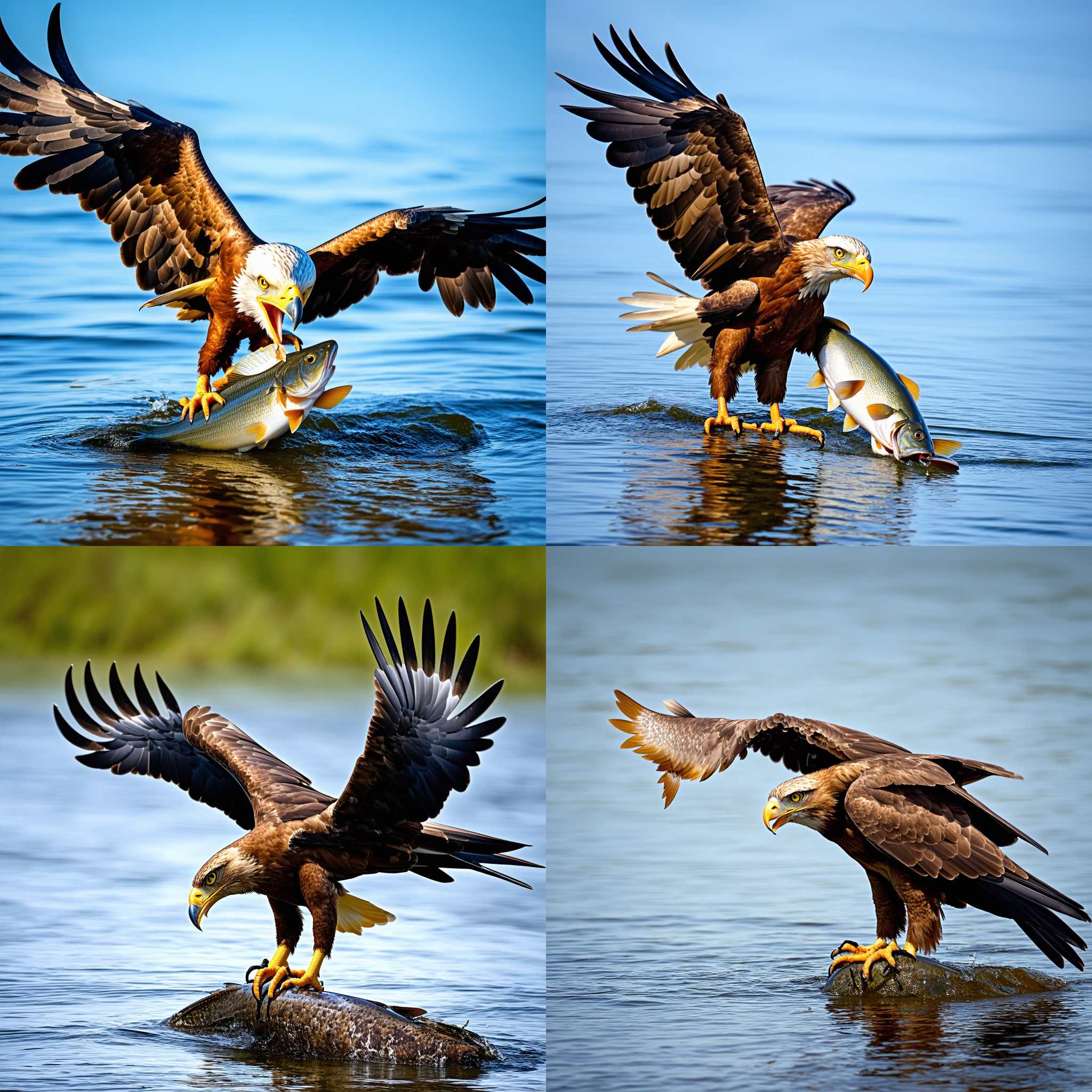 An eagle eating a fish