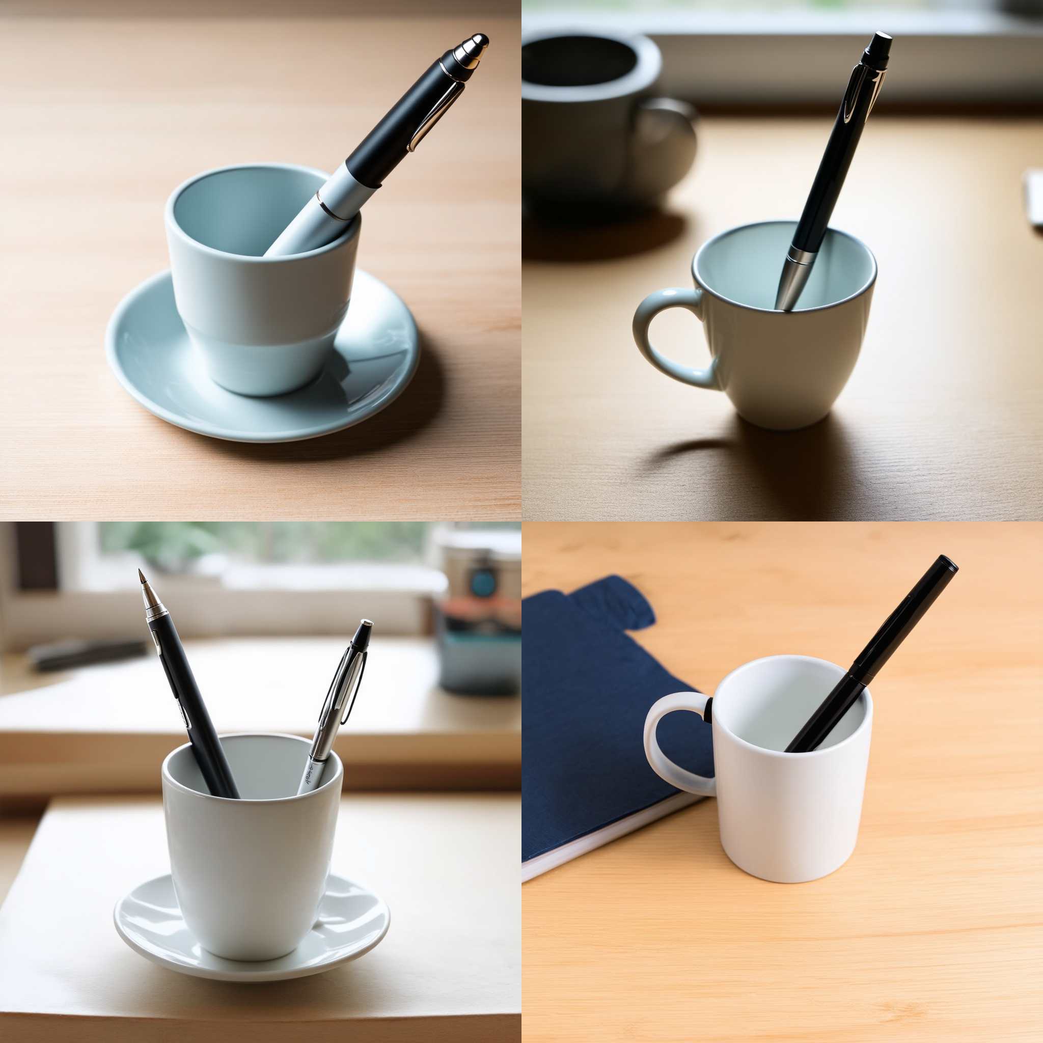 a pen placed in an empty cup