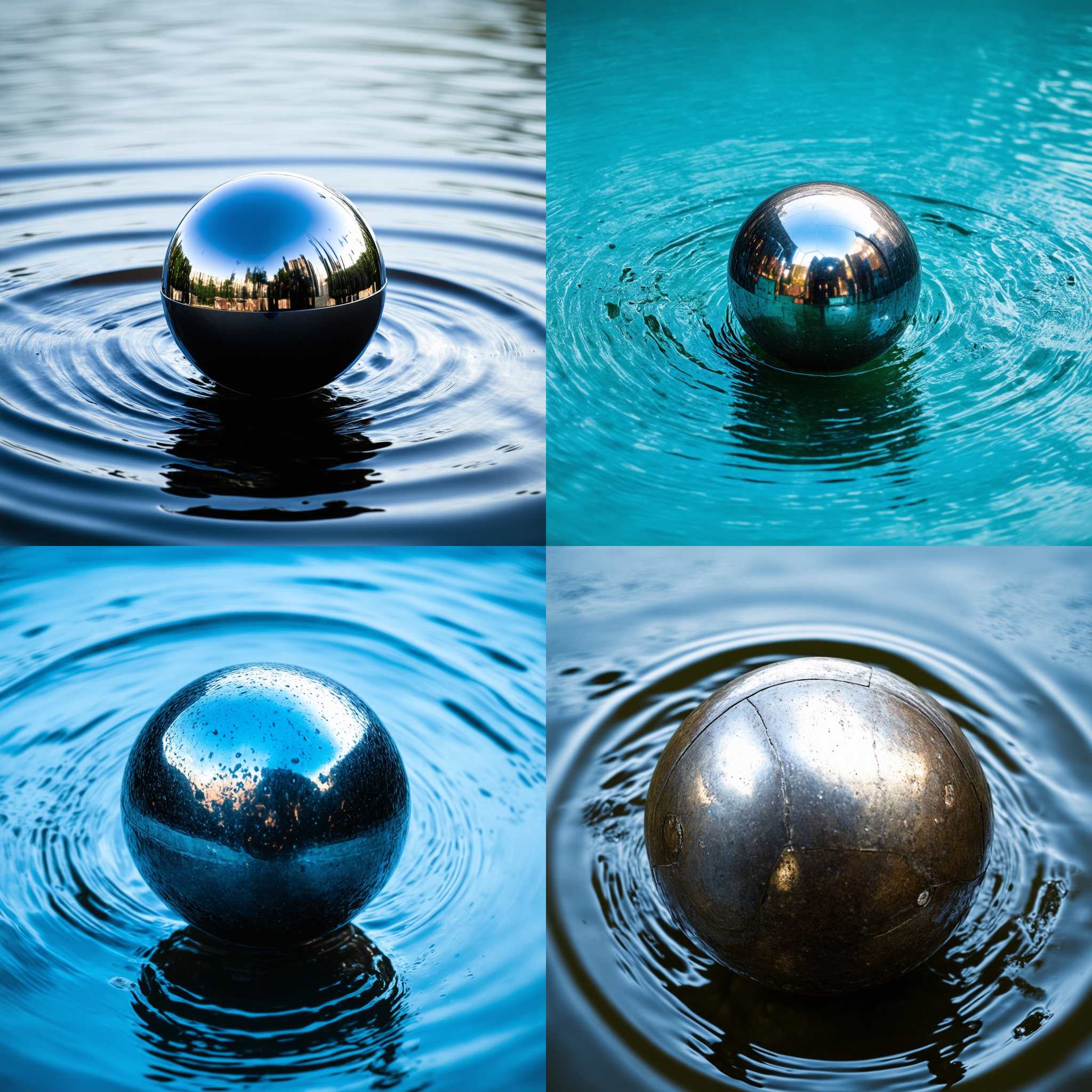 An iron ball in water