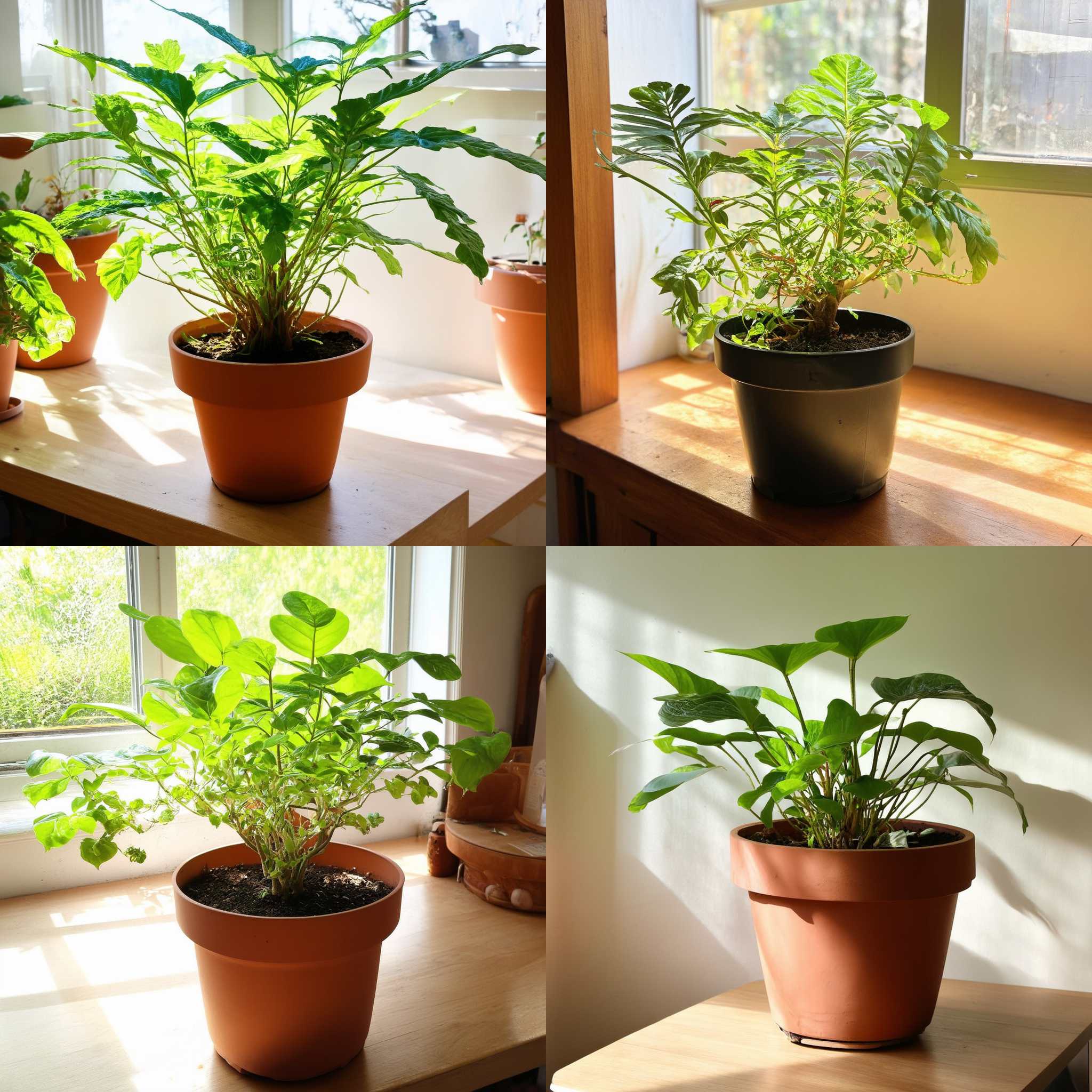 A potted plant kept in ample sunlight for a week