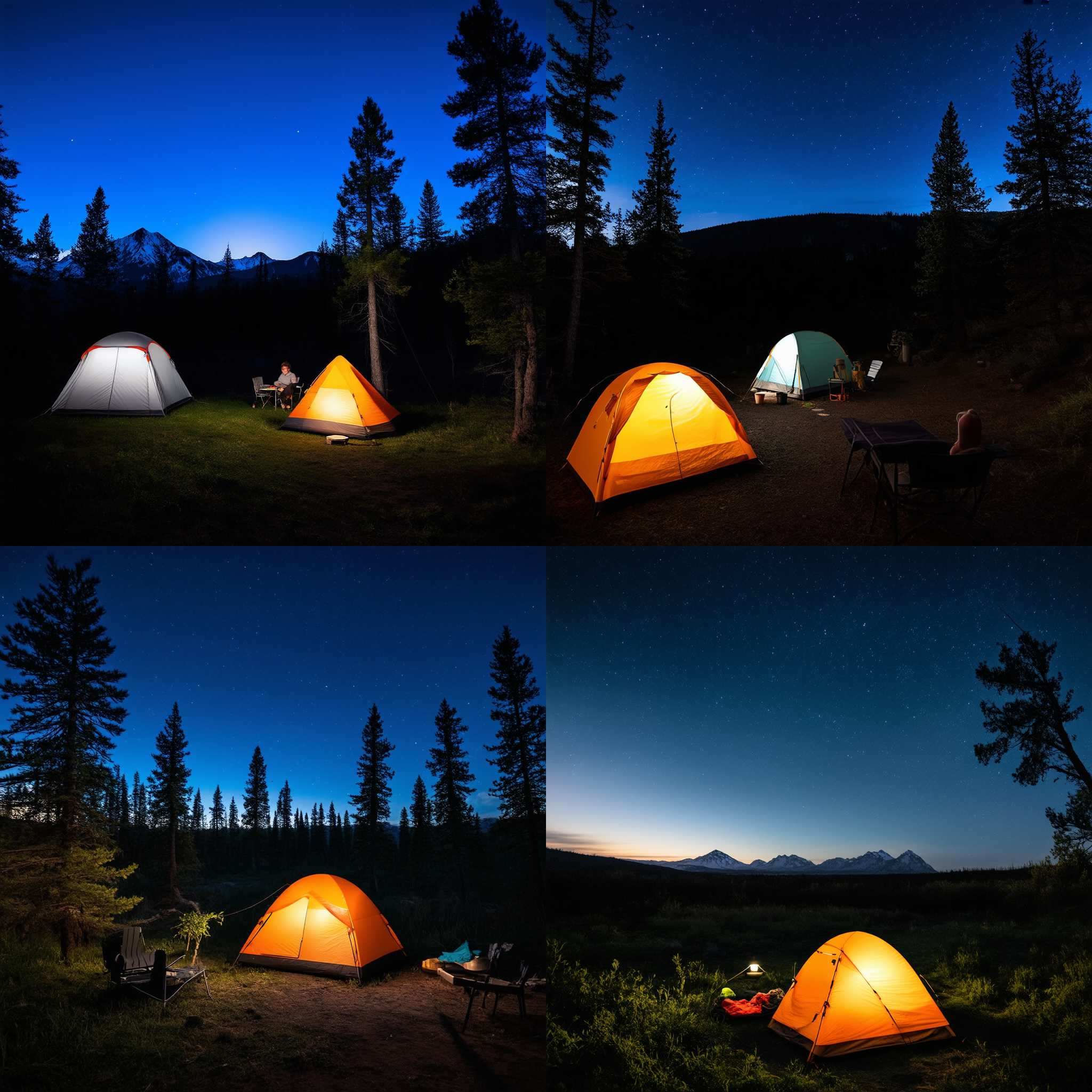 A campsite at night