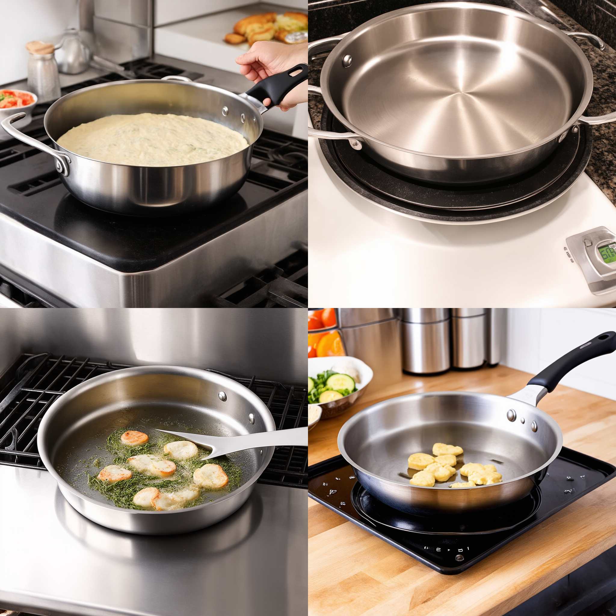 A stainless steel pan heated properly