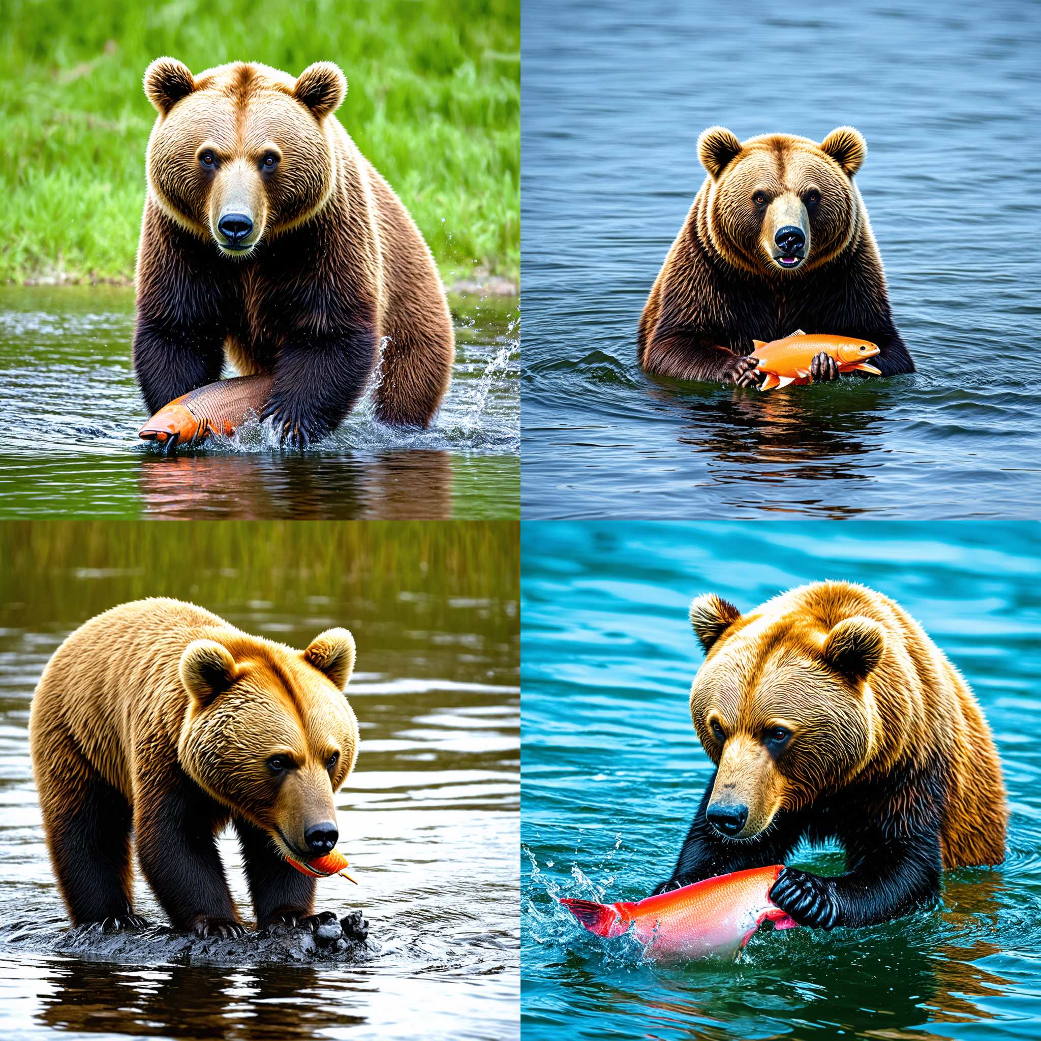 A bear eating salmon