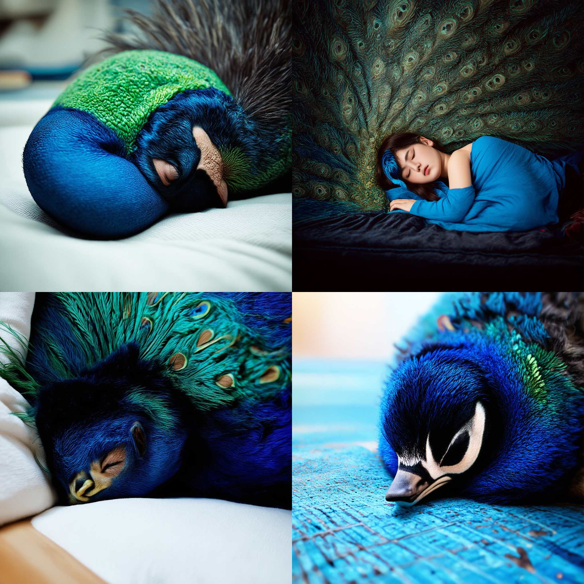 A peacock sleeping