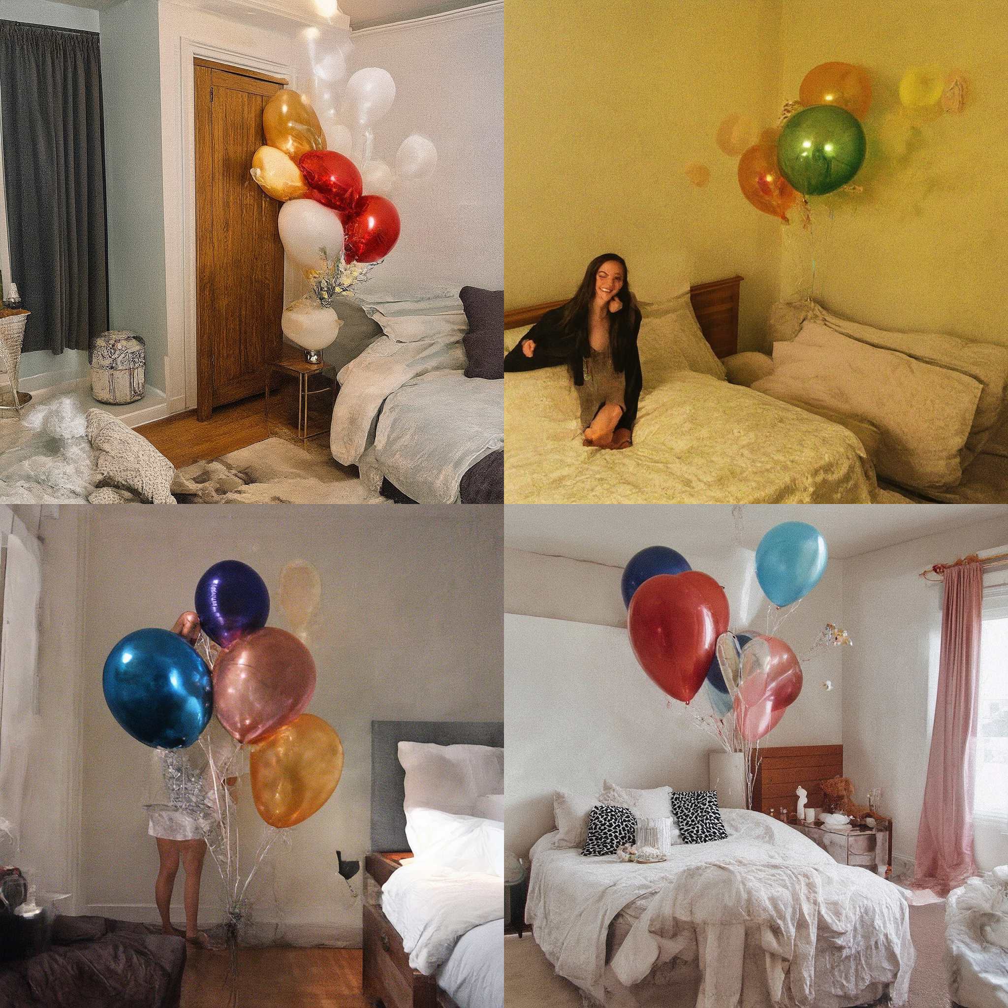 A balloon filled with helium in the bedroom