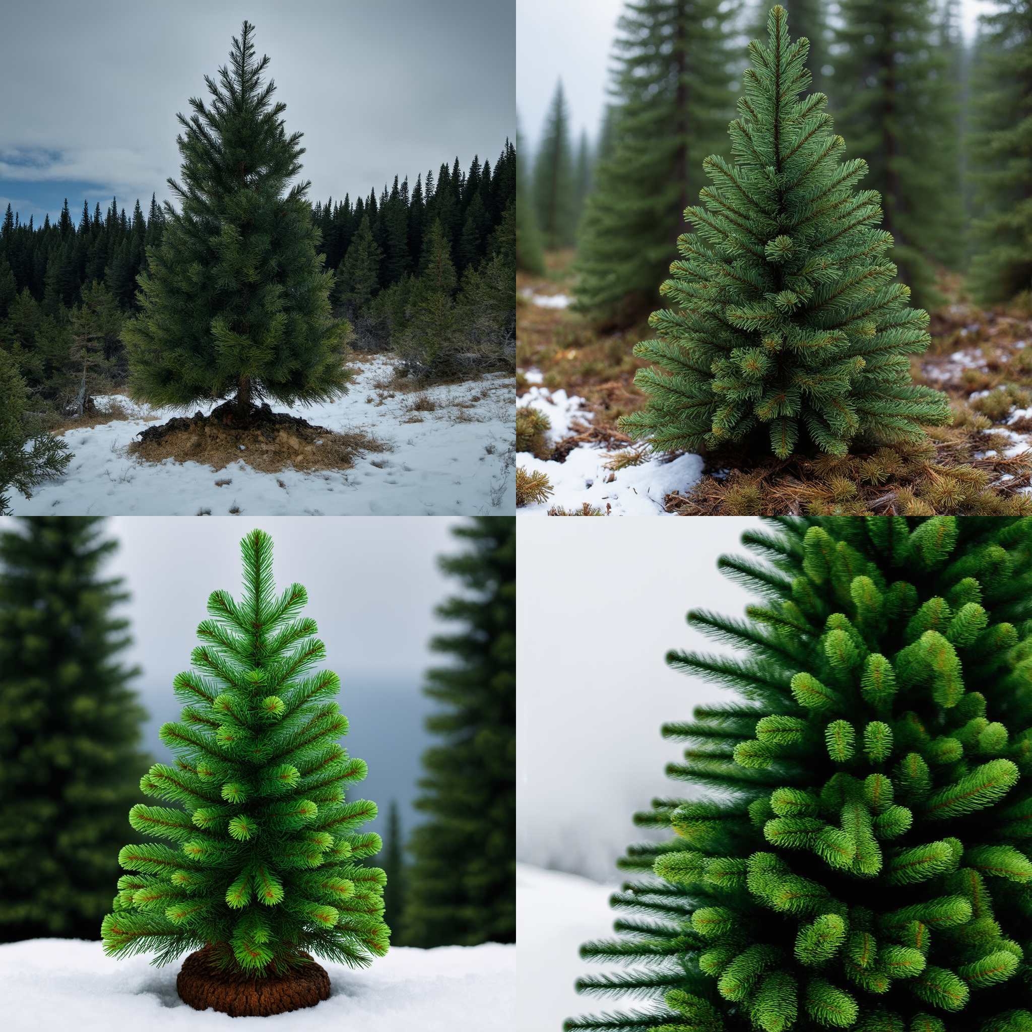 A pine tree in winter