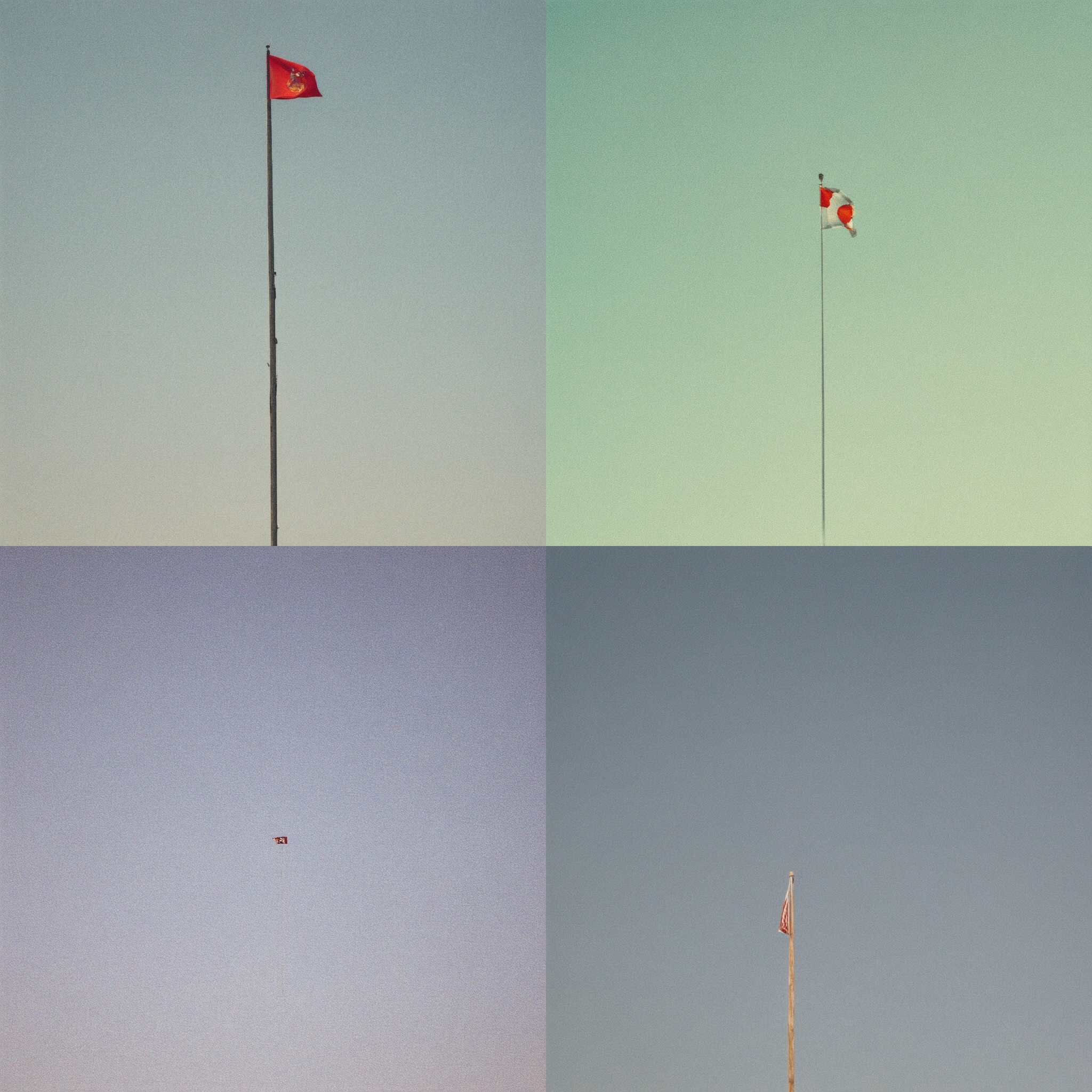 A flag on a pole on a windless day