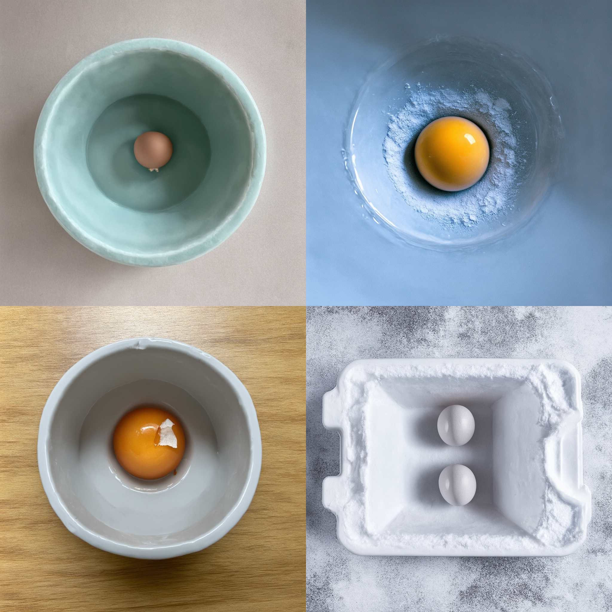 A cracked egg in a cold pan